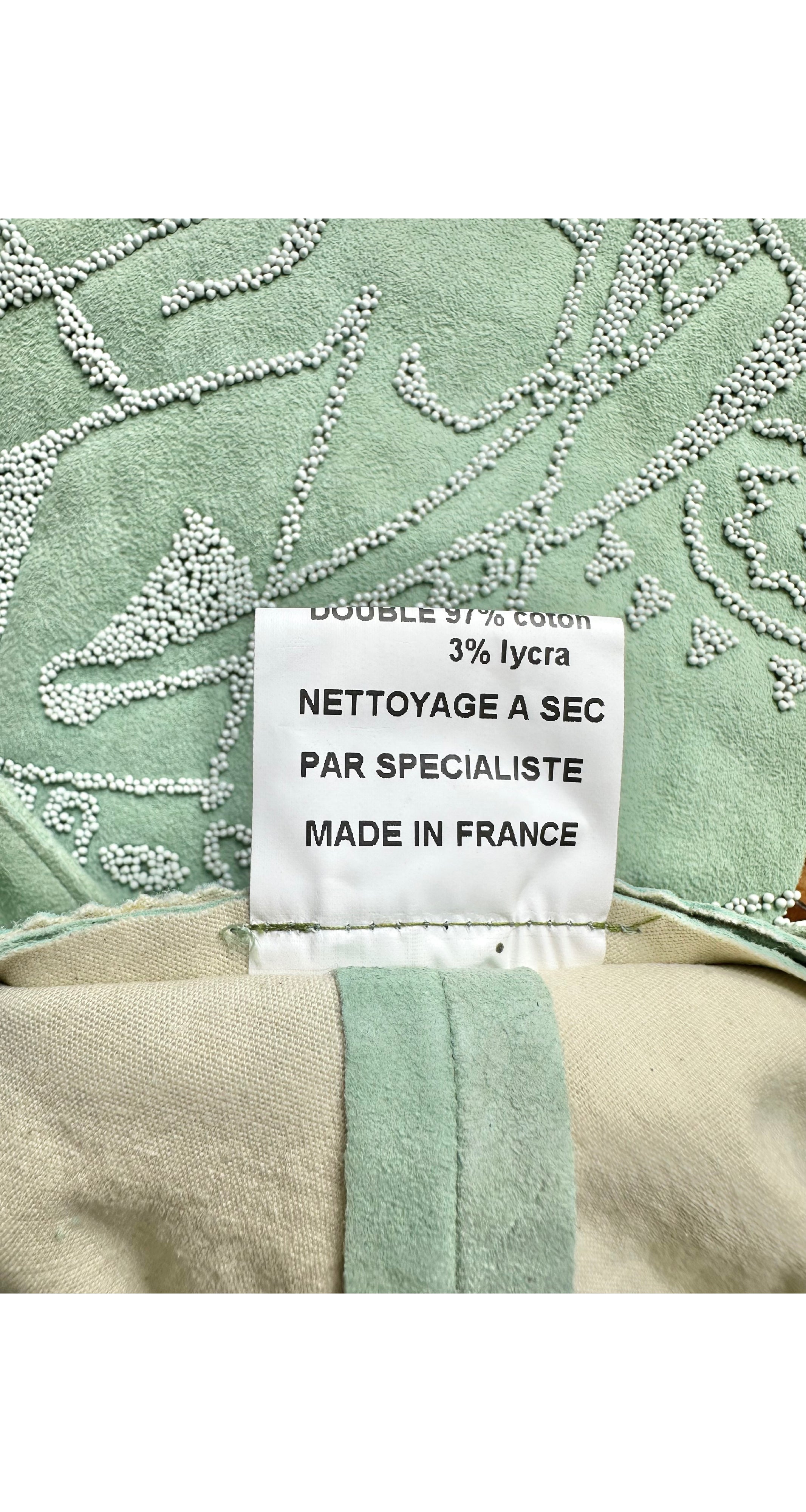 2000 S/S Beaded Seafoam Green Suede Pants