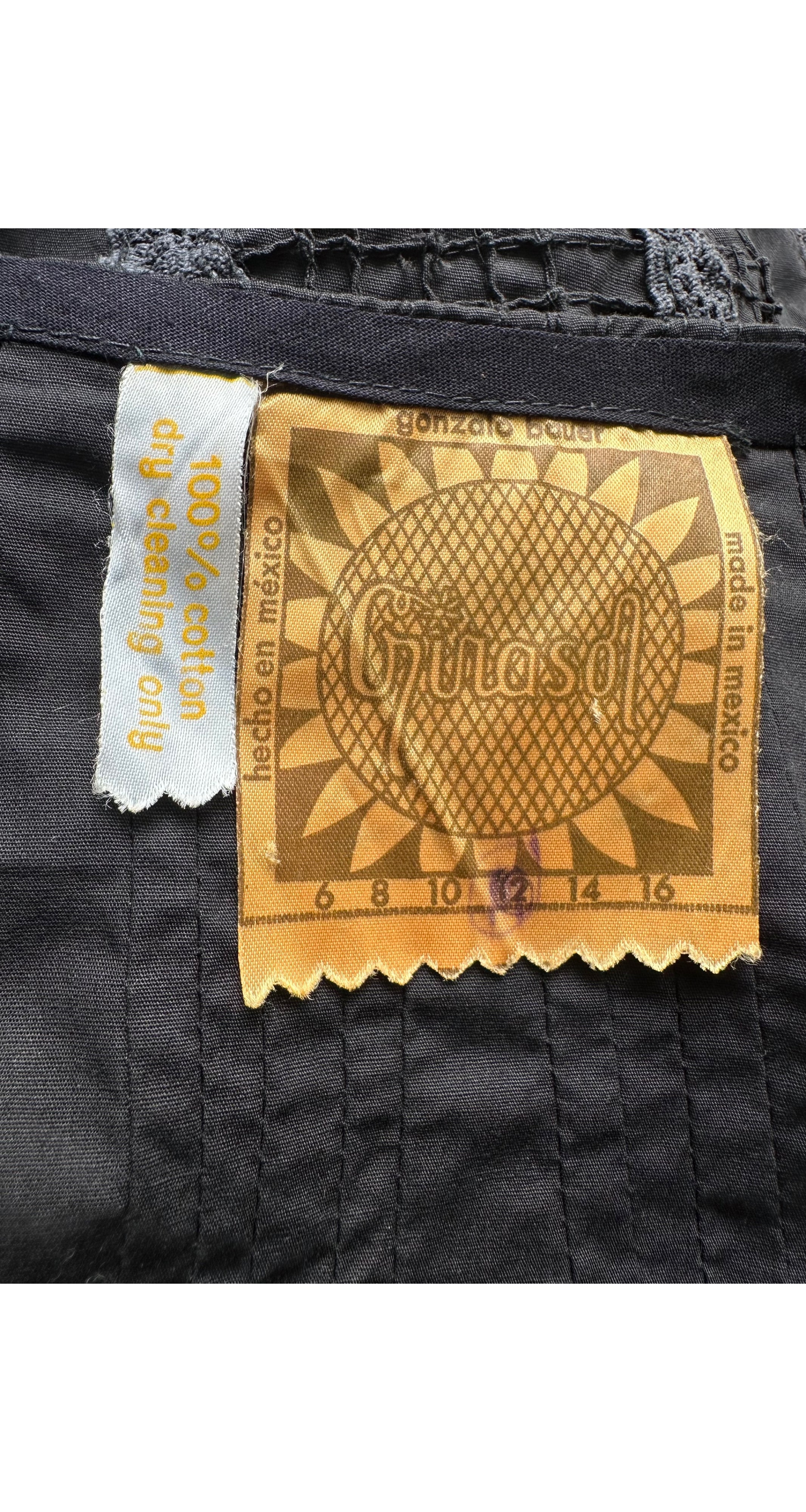 1970s Black Pintuck Cotton Tent Maxi Dress