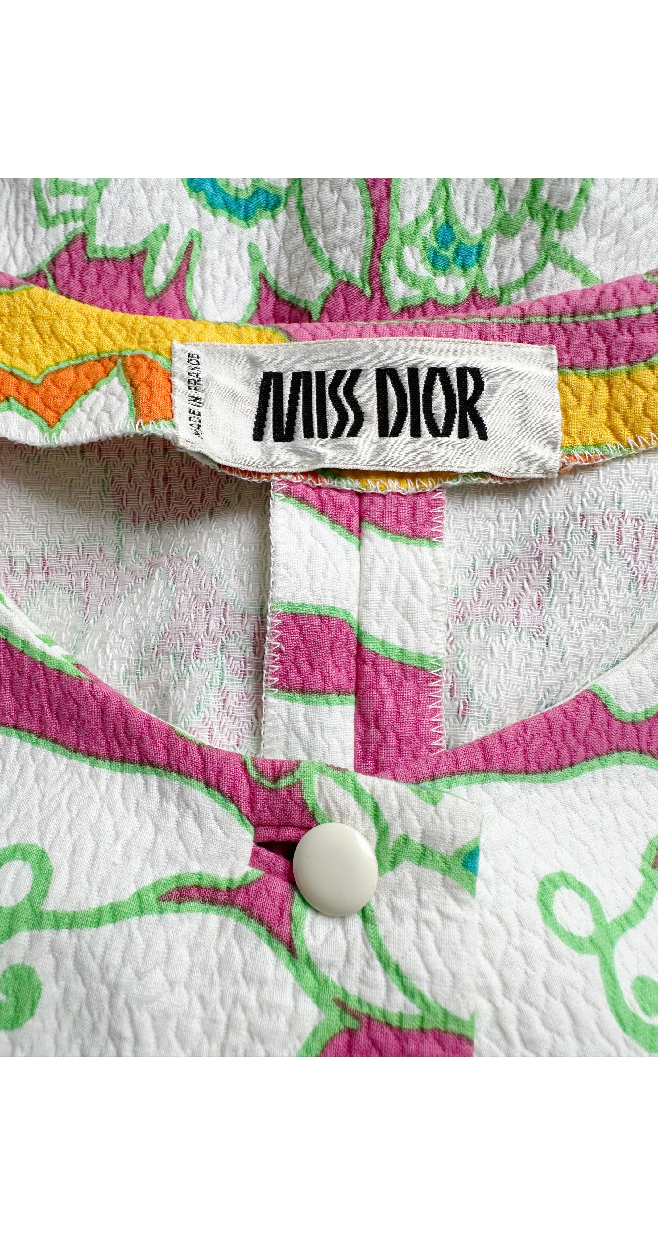 1970s Lily Pad Print Cotton Piqué Maxi Dress