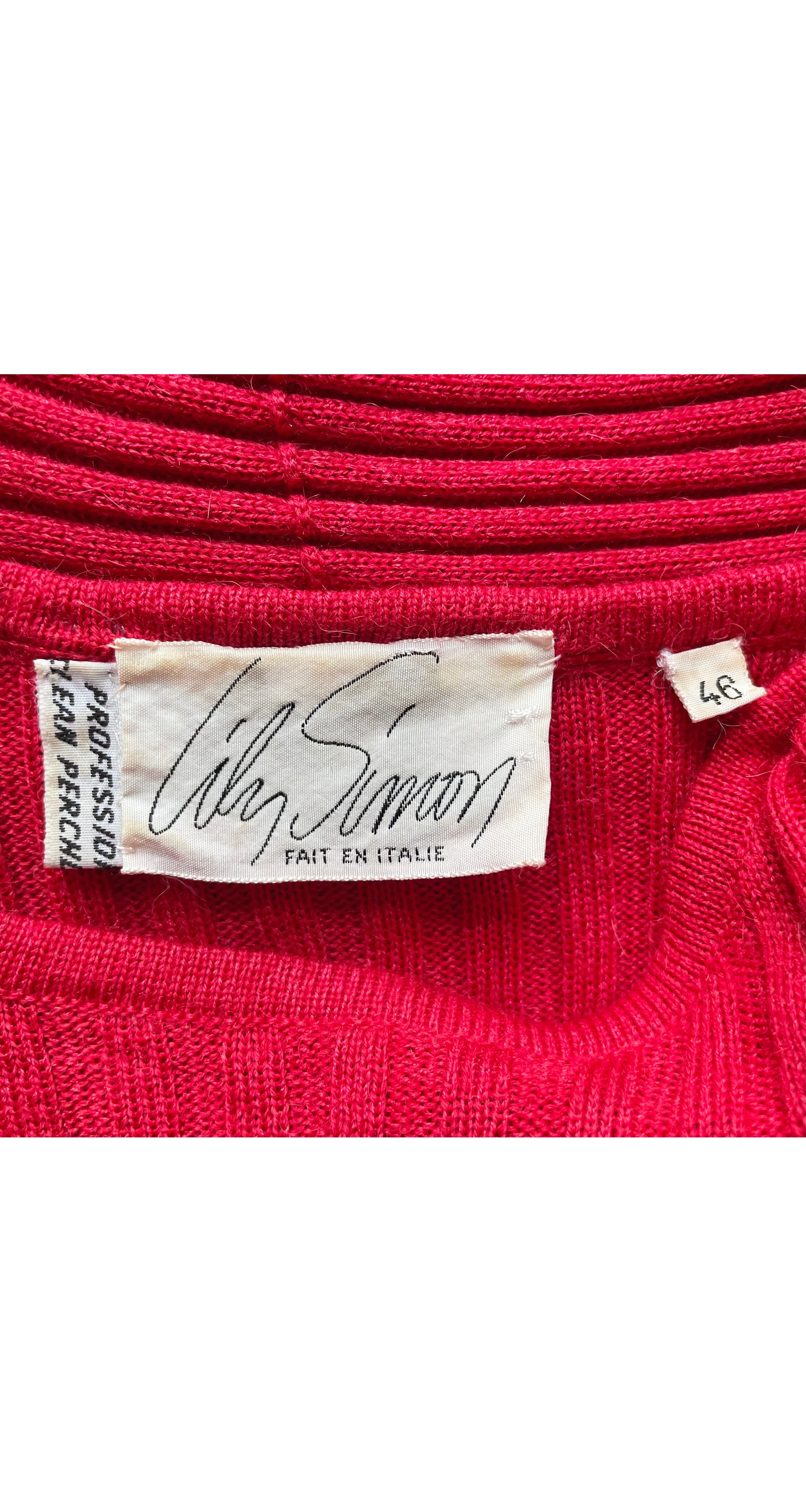 1980s Ribbed Red Wool Cowl Neck Sweater