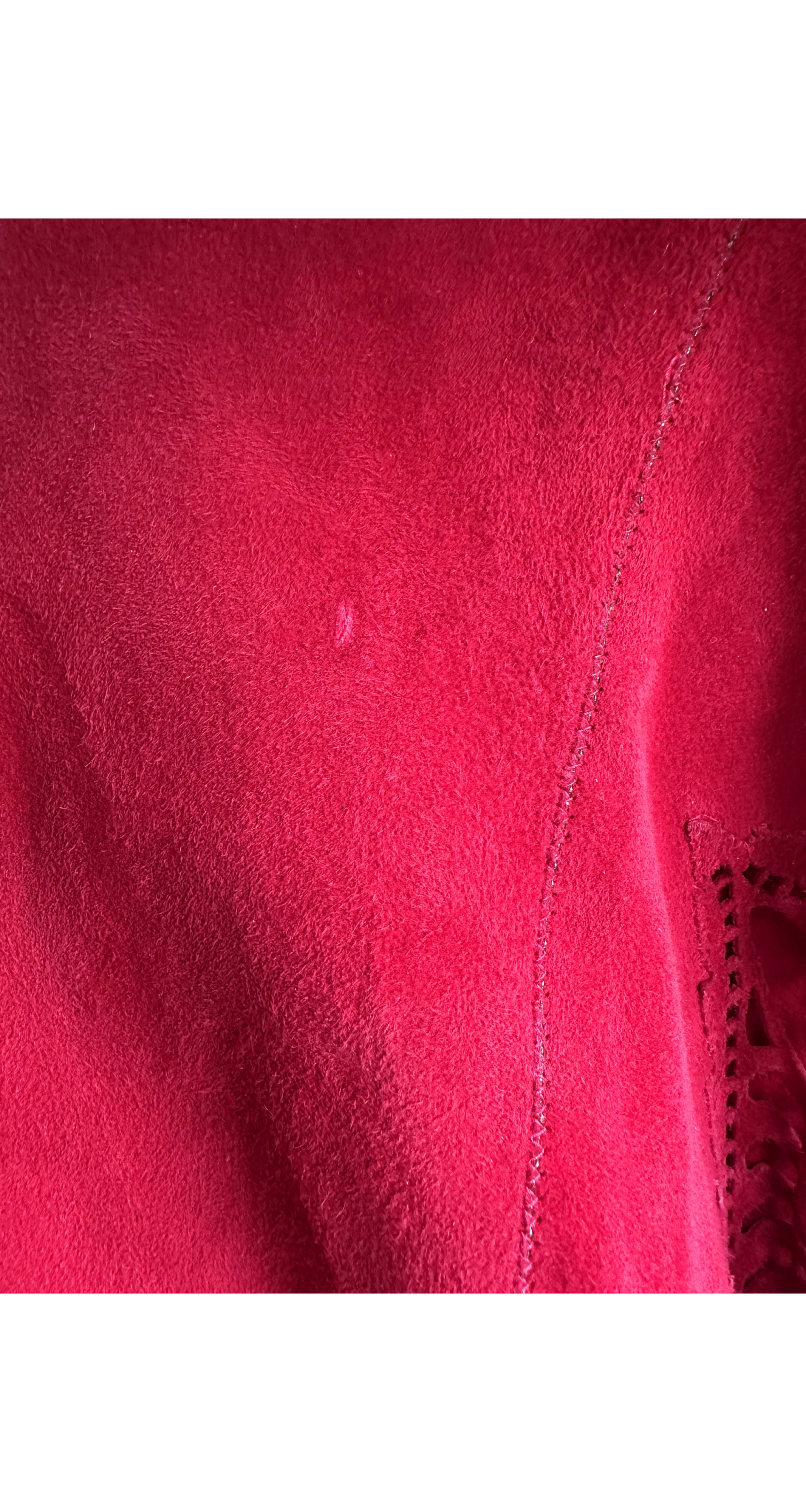 1980s Laser-Cut Red Suede Light Jacket