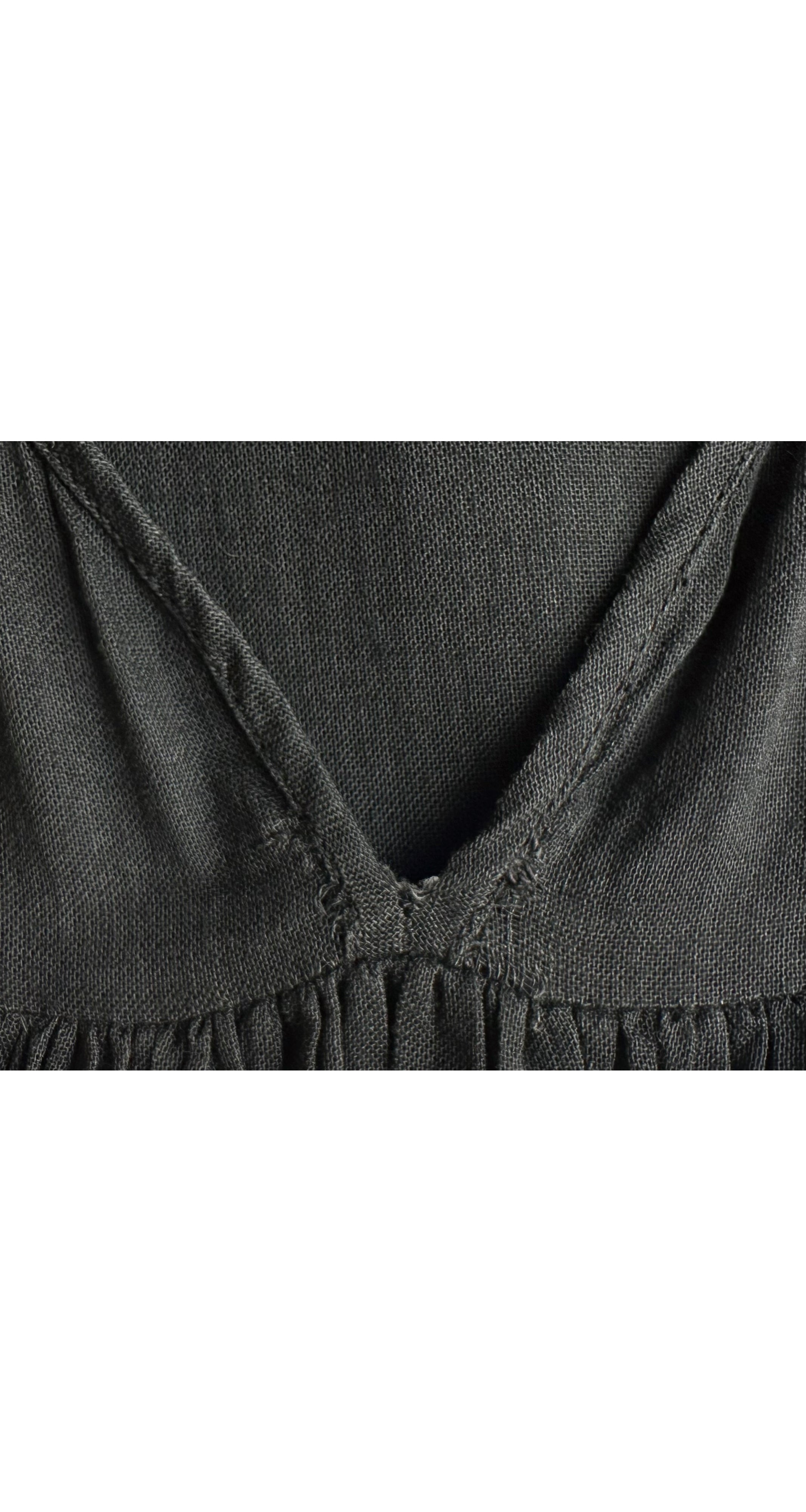 1970s Black Cotton Gauze V-Neck Tent Dress