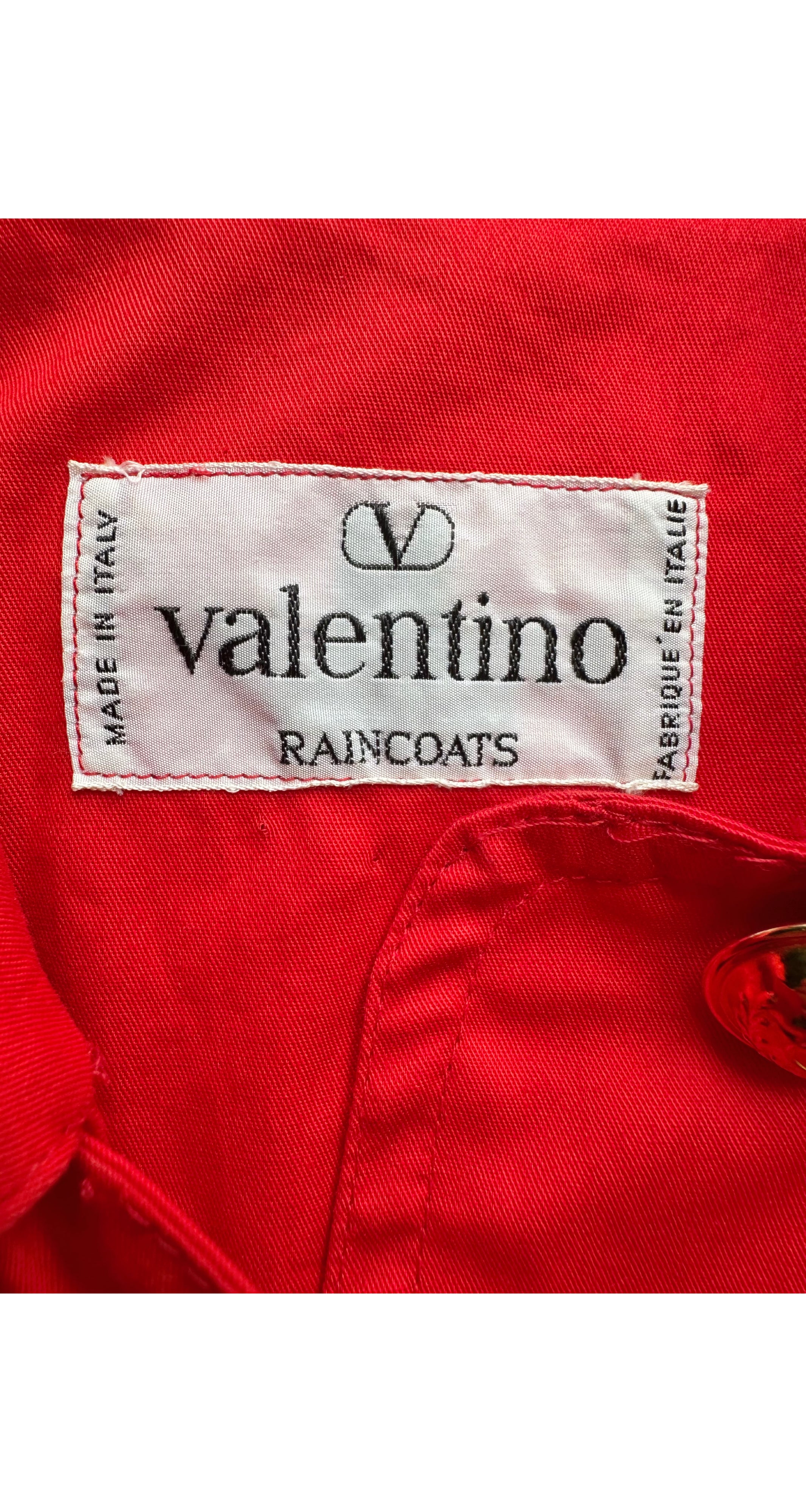 1980s Logo Button Red Cotton Collared Raincoat