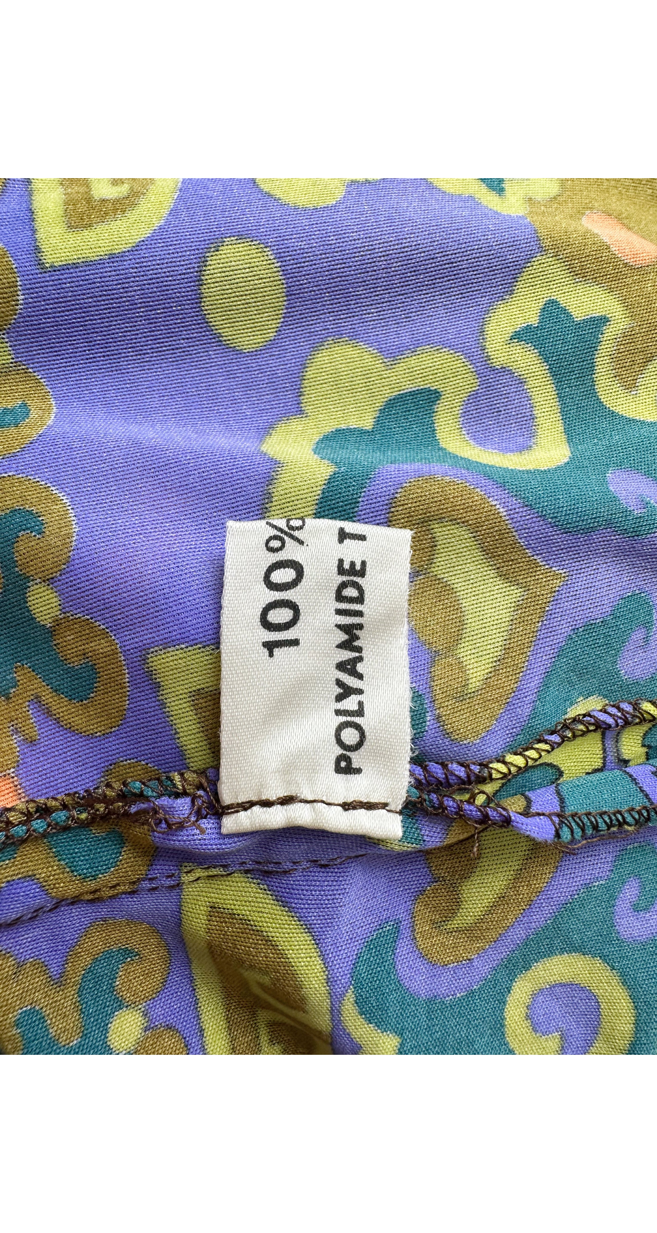 1970s Geometric Print Brown Jersey Tunic Top