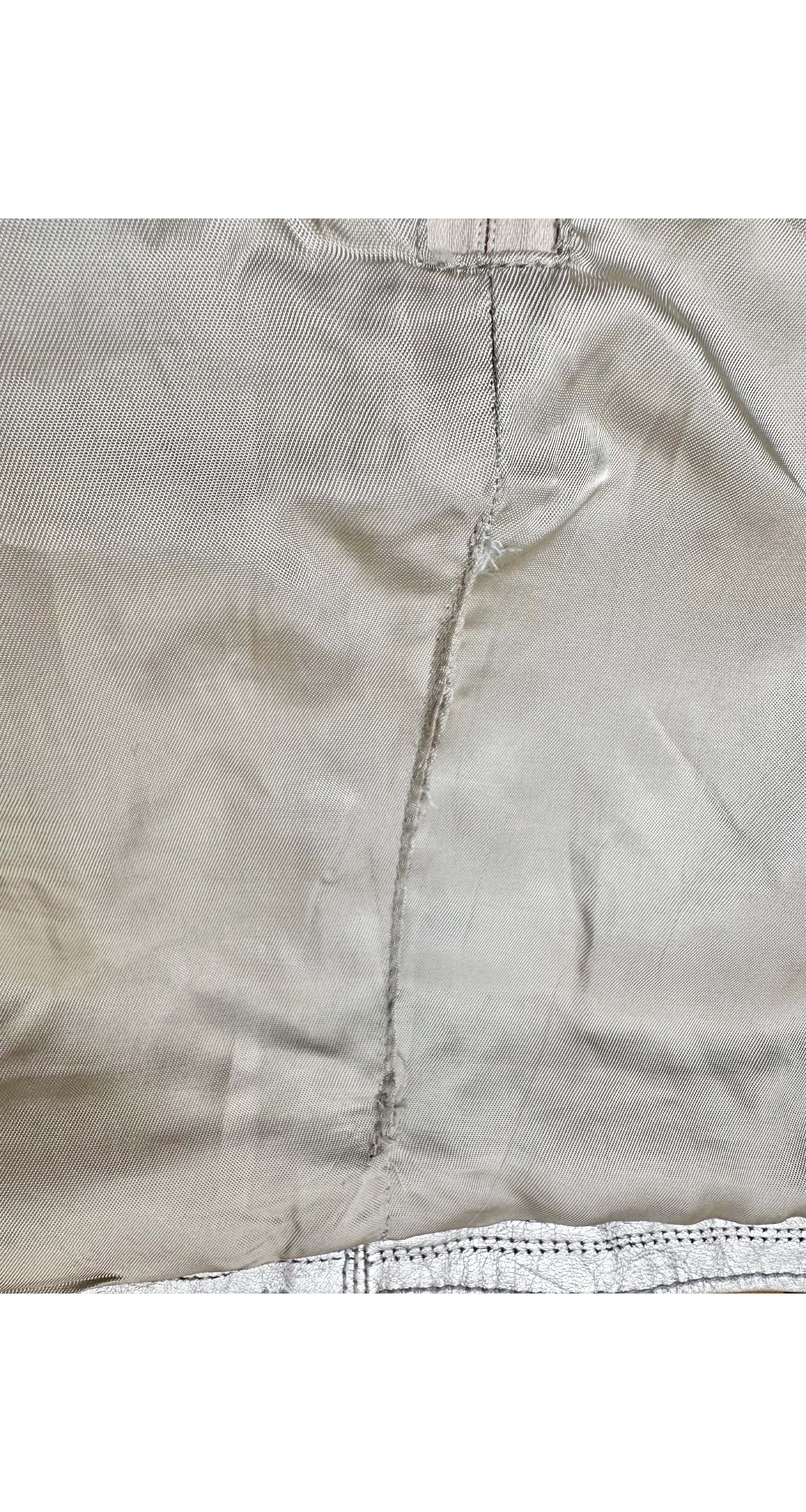 1990s Silver Metallic Leather Mini Skirt