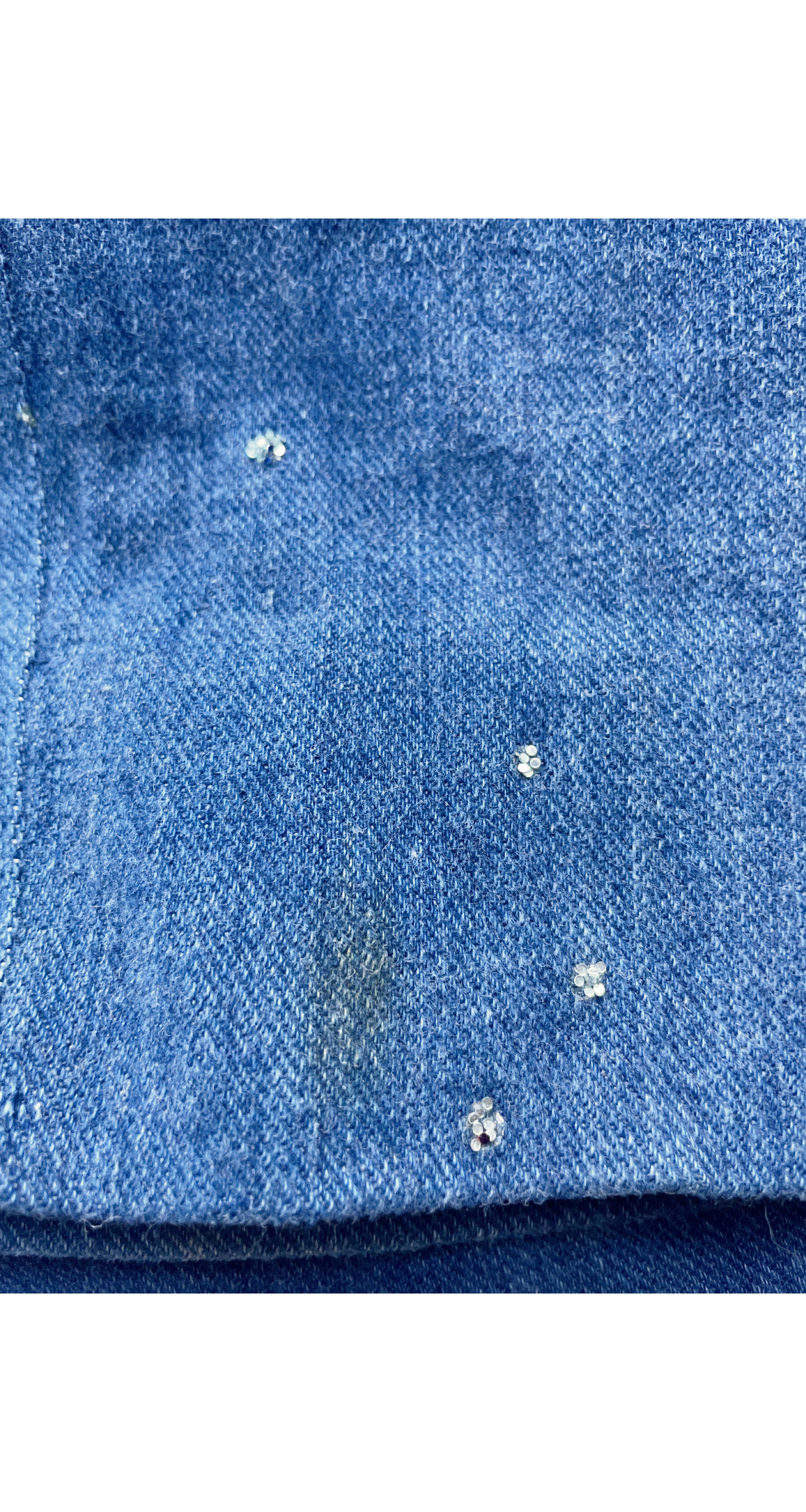 1970s French Blue Cotton Denim Glitter Outfit