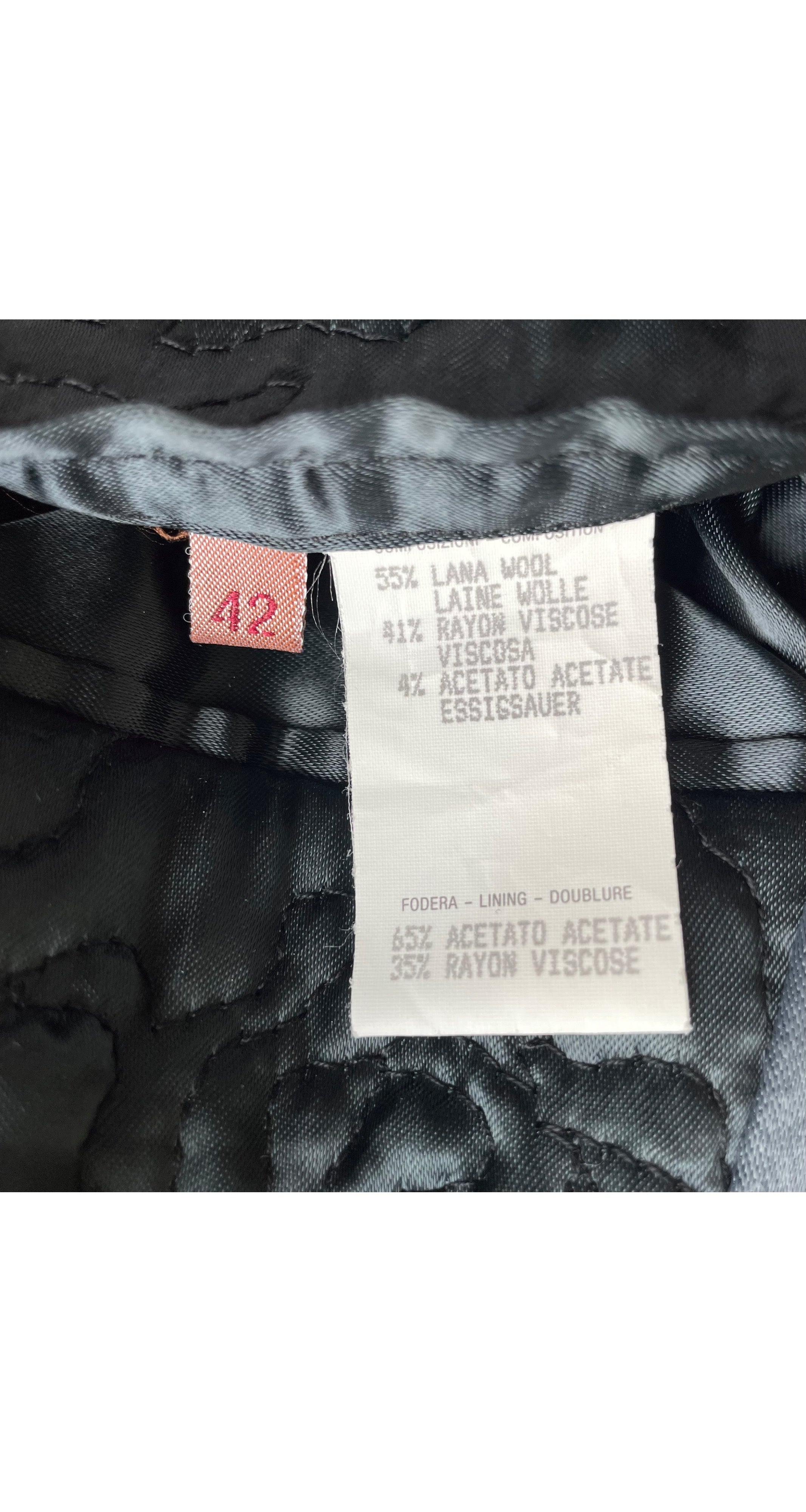 1995 F/W NWT Gray Wool Gabardine Satin Lapel Coat