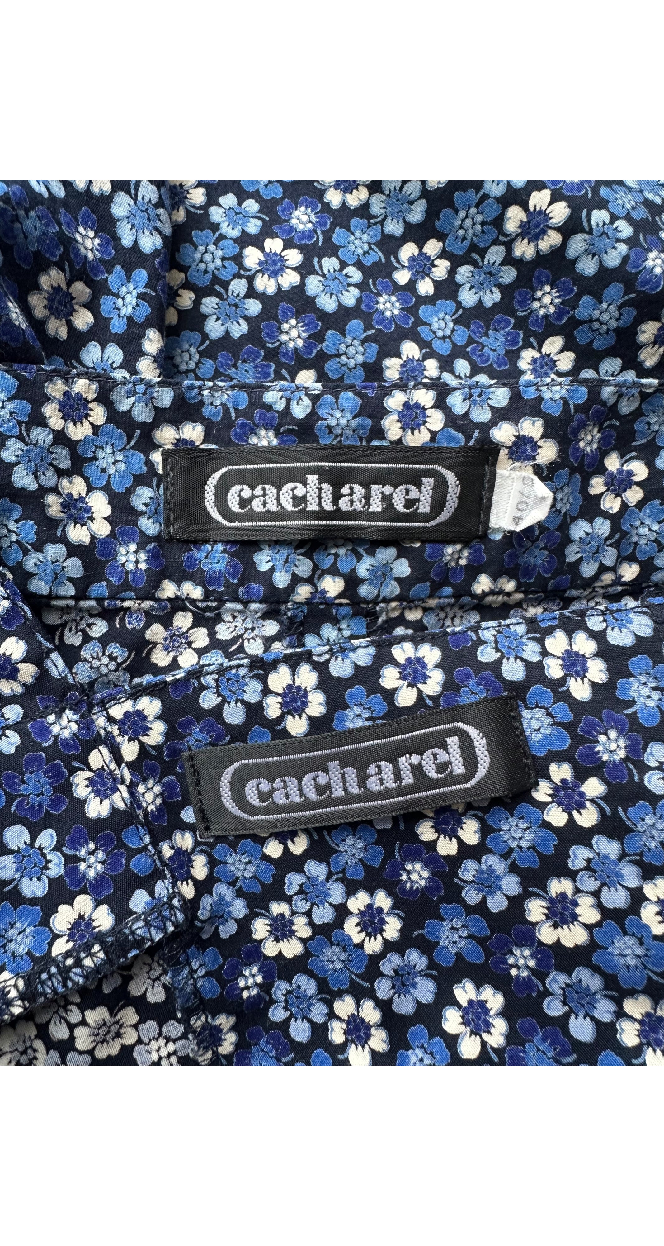 1990s Blue Floral Cotton Bustier Crop Top & Shorts Set