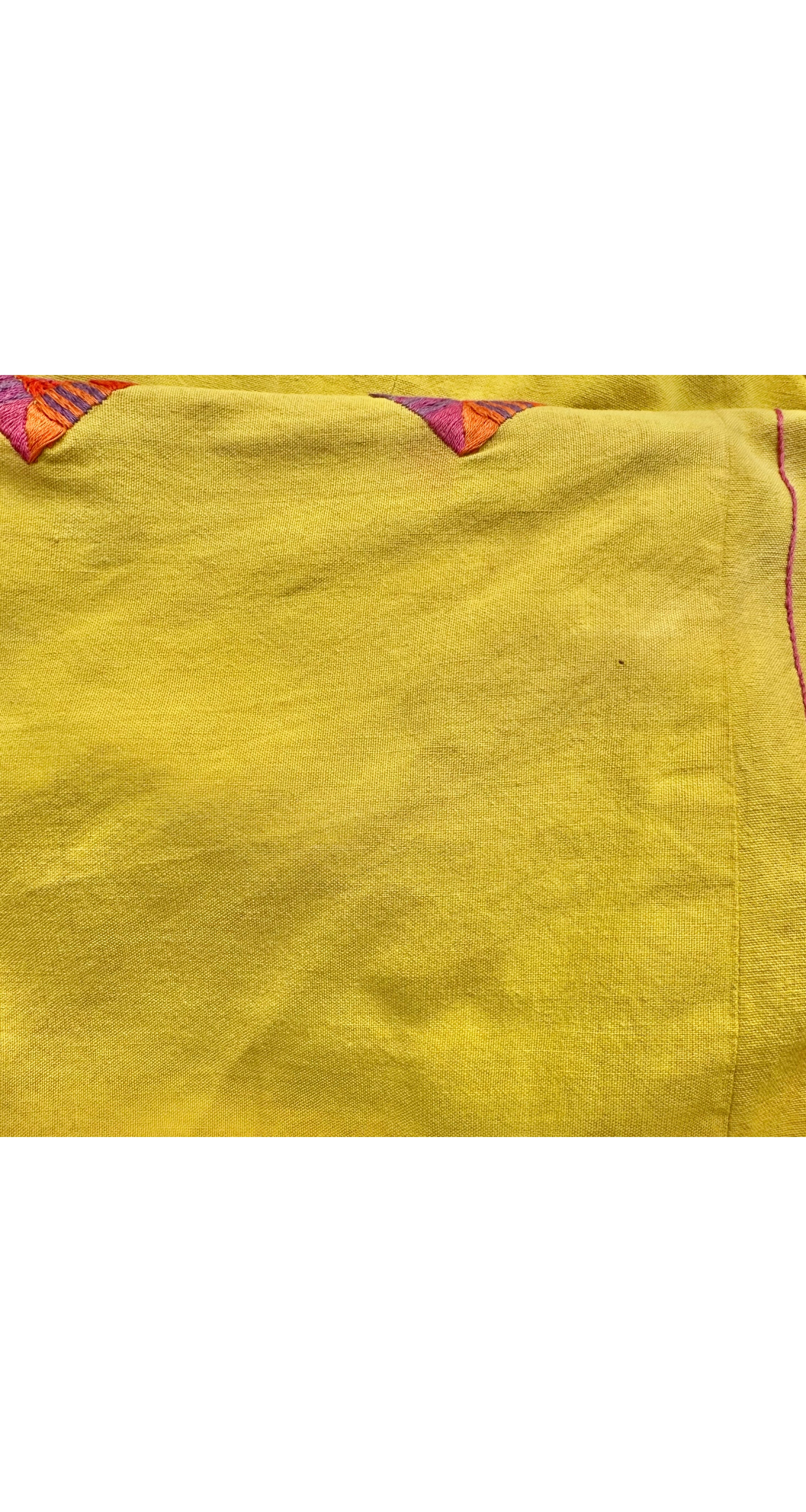 1970s Hand-Embroidered Yellow Cotton Caftan Maxi Dress