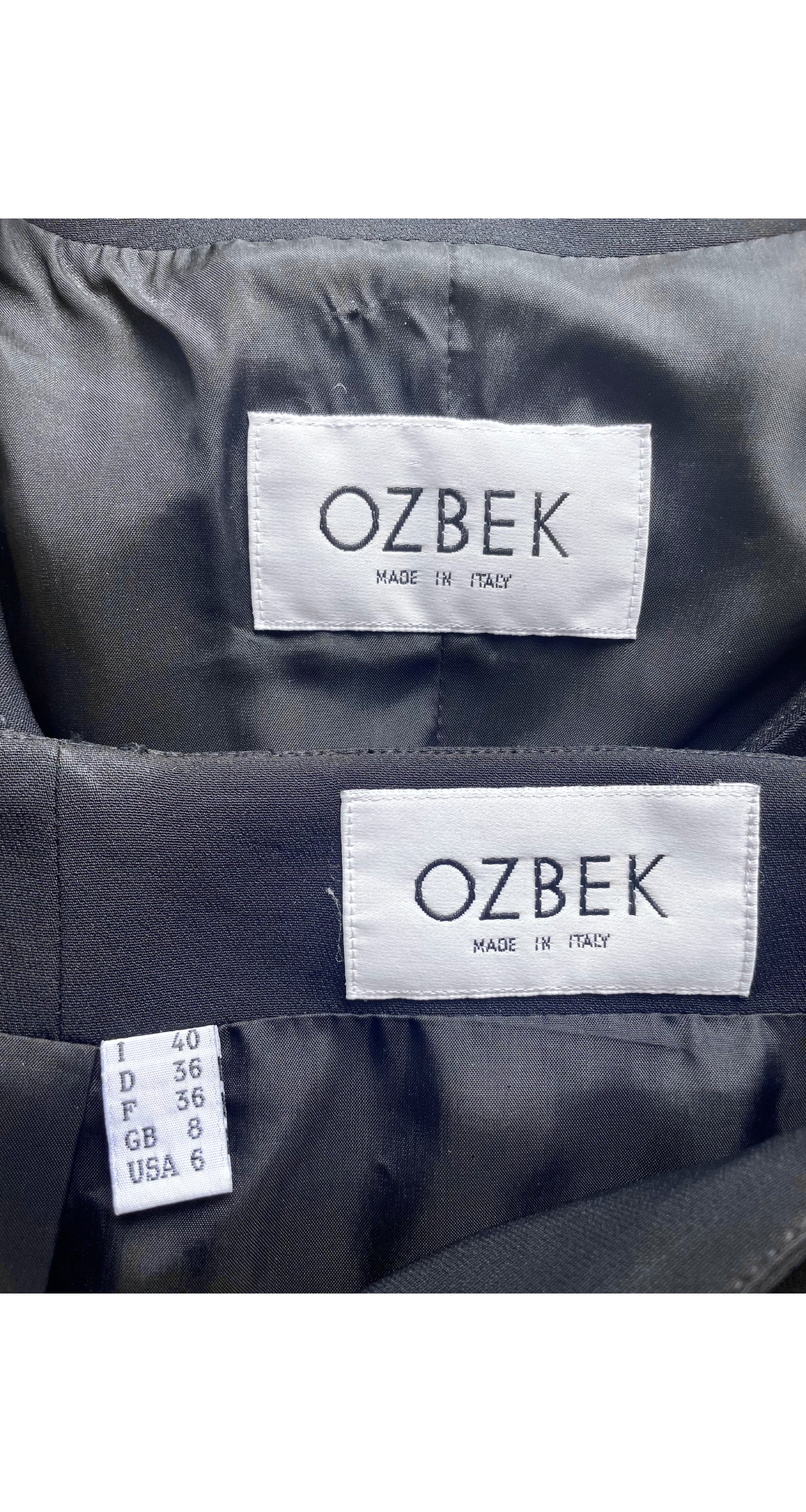 1992 S/S Iconic "Bone" Black Crepe Mini Skirt Suit