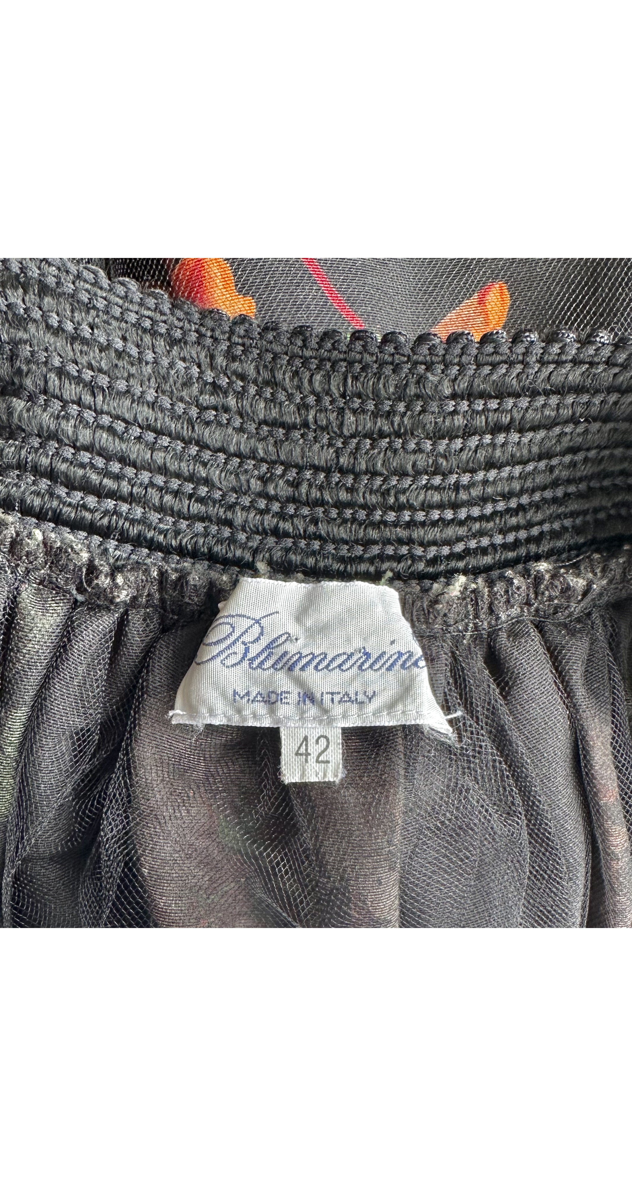 1988-89 F/W Rose Print Black Tulle Ballerina Skirt