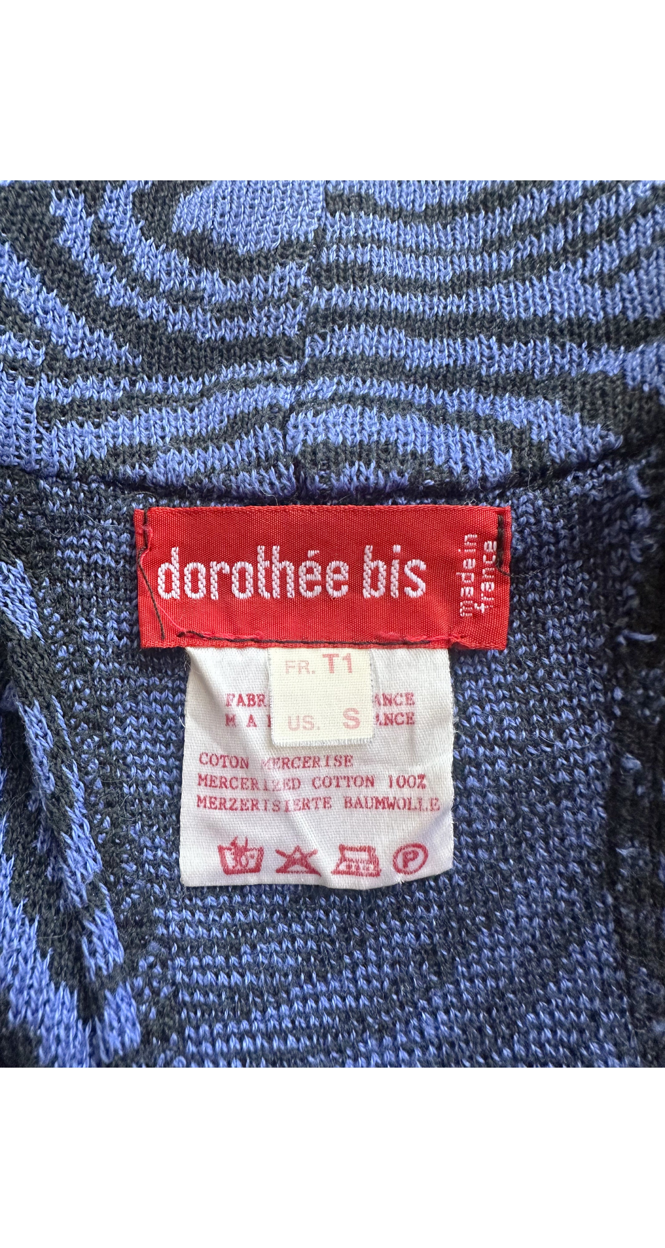 1986 S/S Op Art Cotton Knit High Neck Crop Top