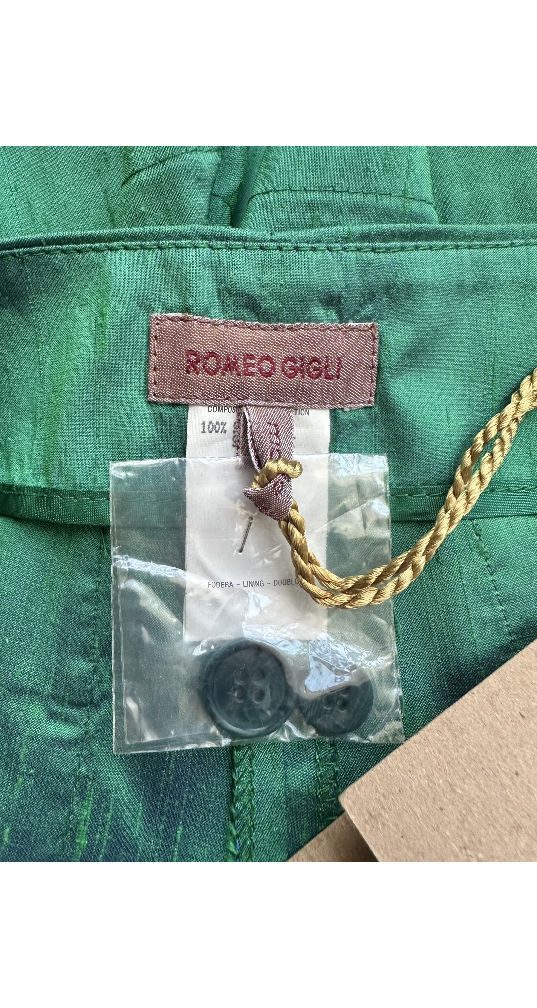 1996 S/S NWT Iridescent Green Shantung Silk Shorts