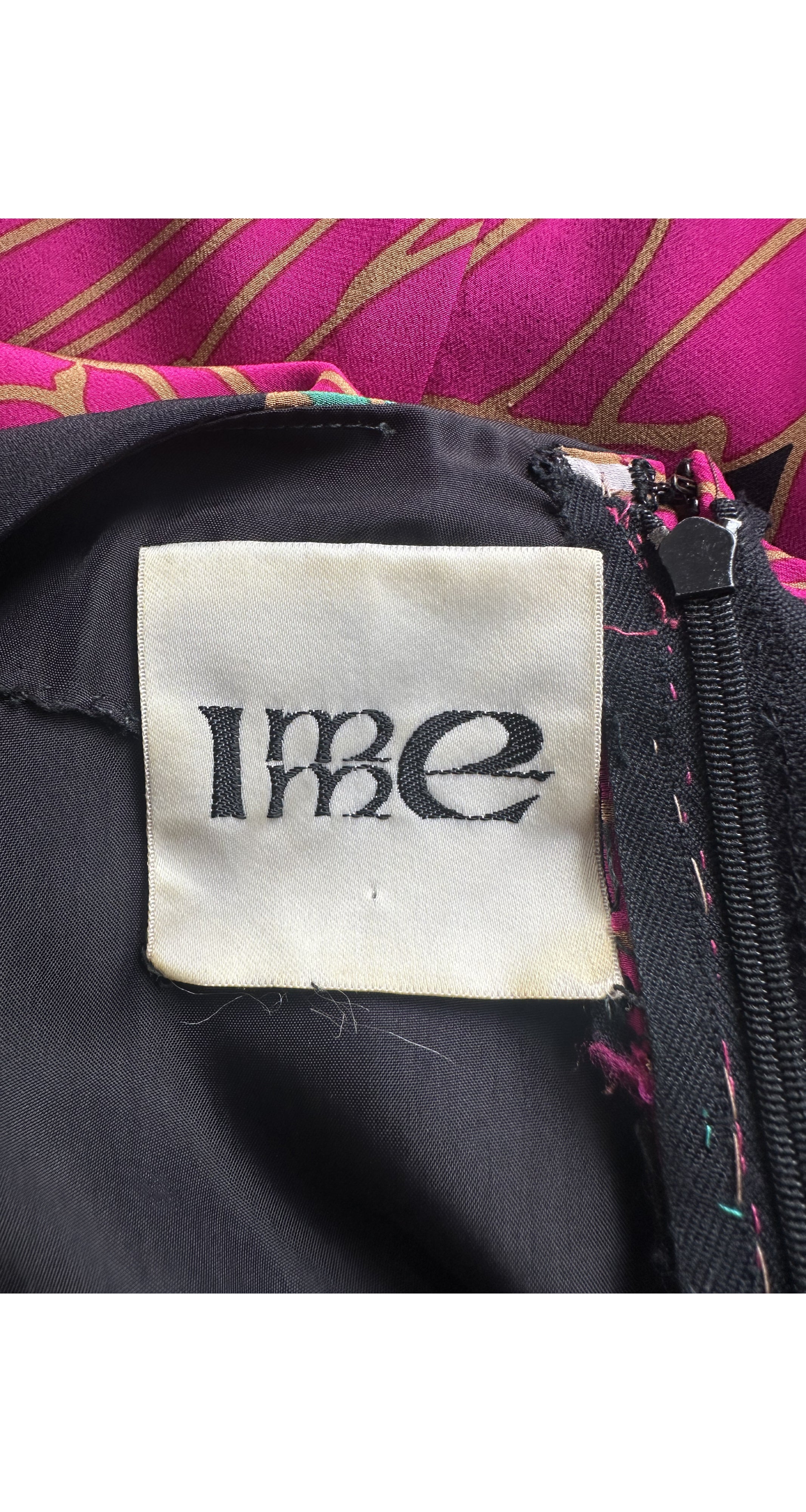 1960s Oversized Floral Print Black Silk Maxi Dress