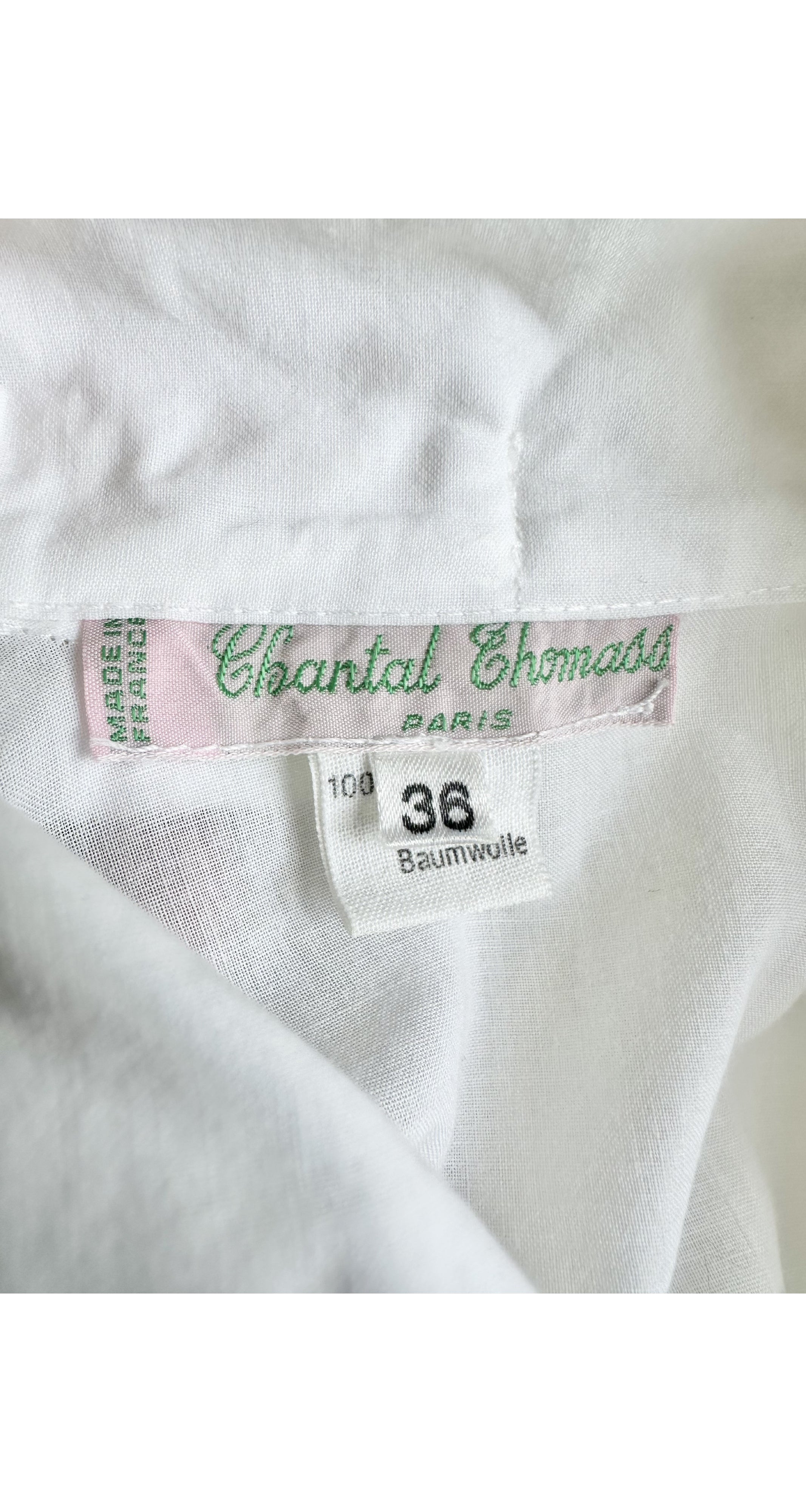 1983 S/S White Eyelet Cotton Ruffle Tie-Neck Blouse