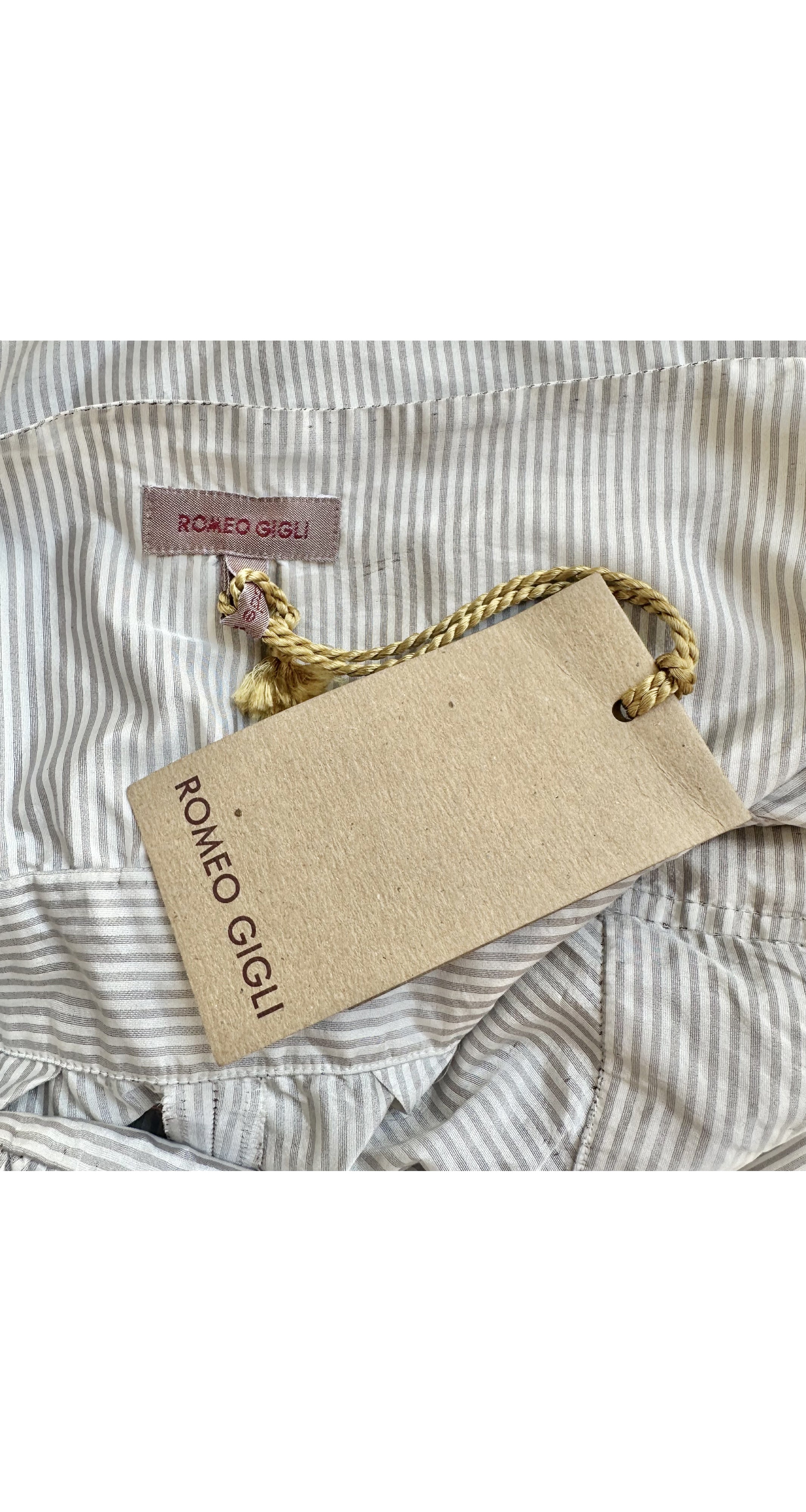 1996 S/S NWT Striped Silk Plunge Neck Dress