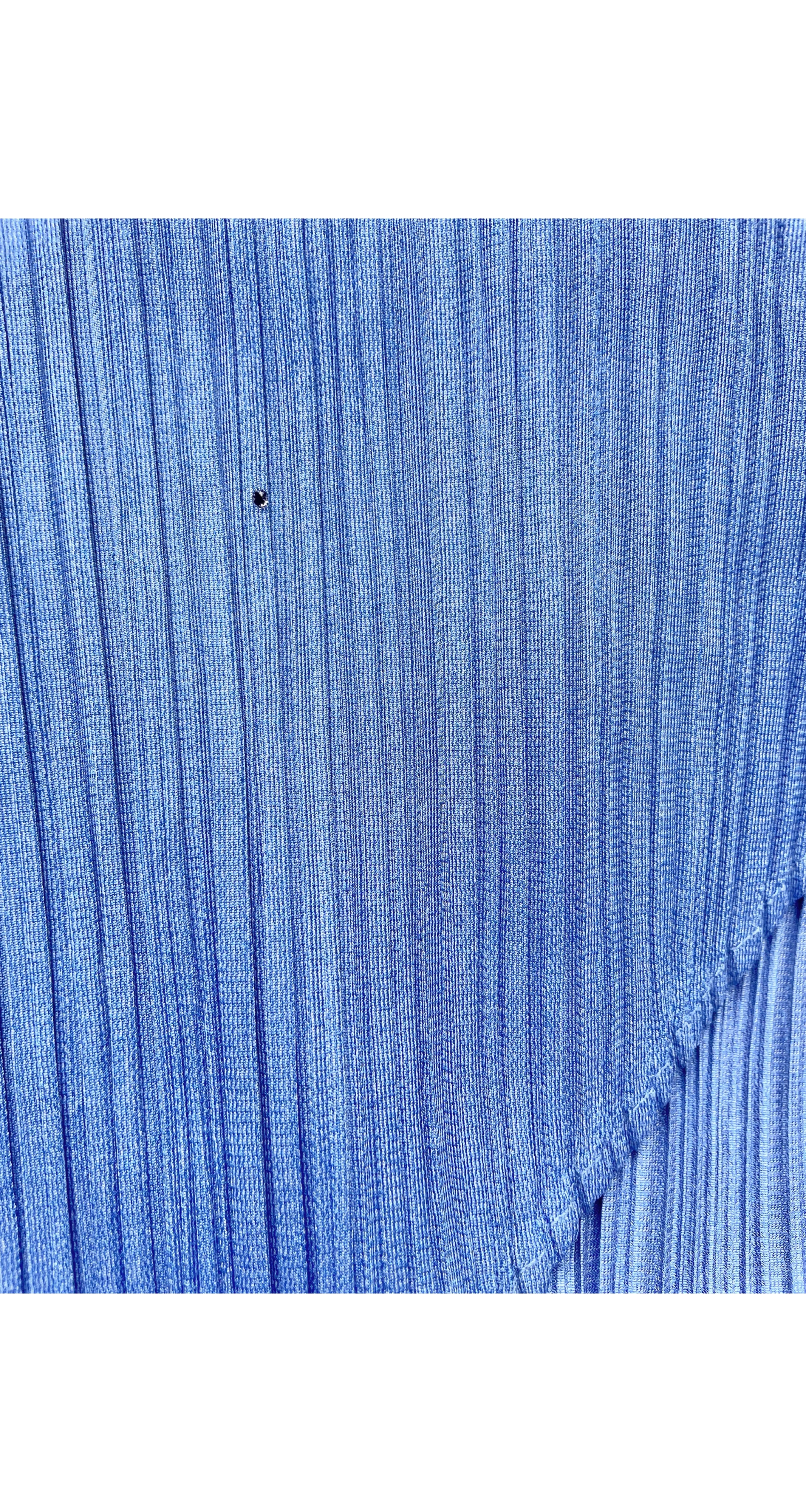 Blue Pleated Asymmetrical Petal Tunic Dress