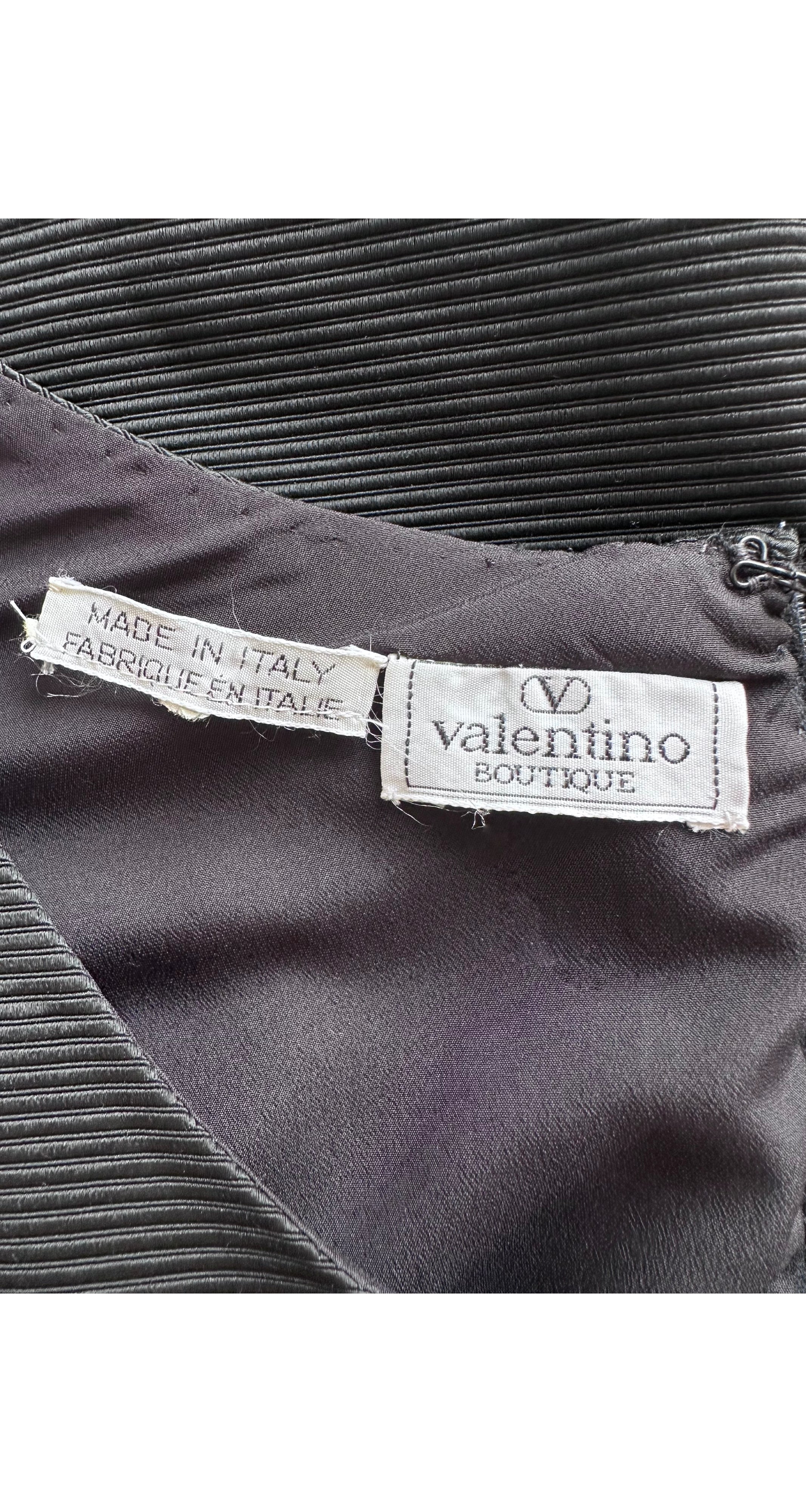 1991-92 F/W Black Silk Faille Ruffle Bow Cocktail Mini Dress