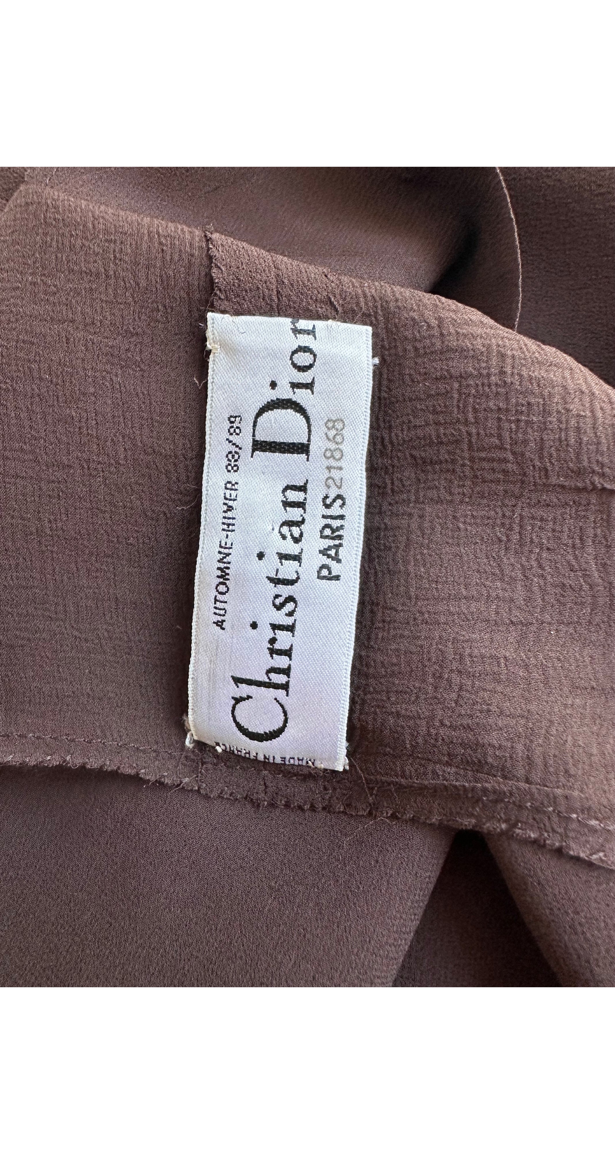 1988-89 F/W Brown Silk Chiffon Long Sleeve Blouse