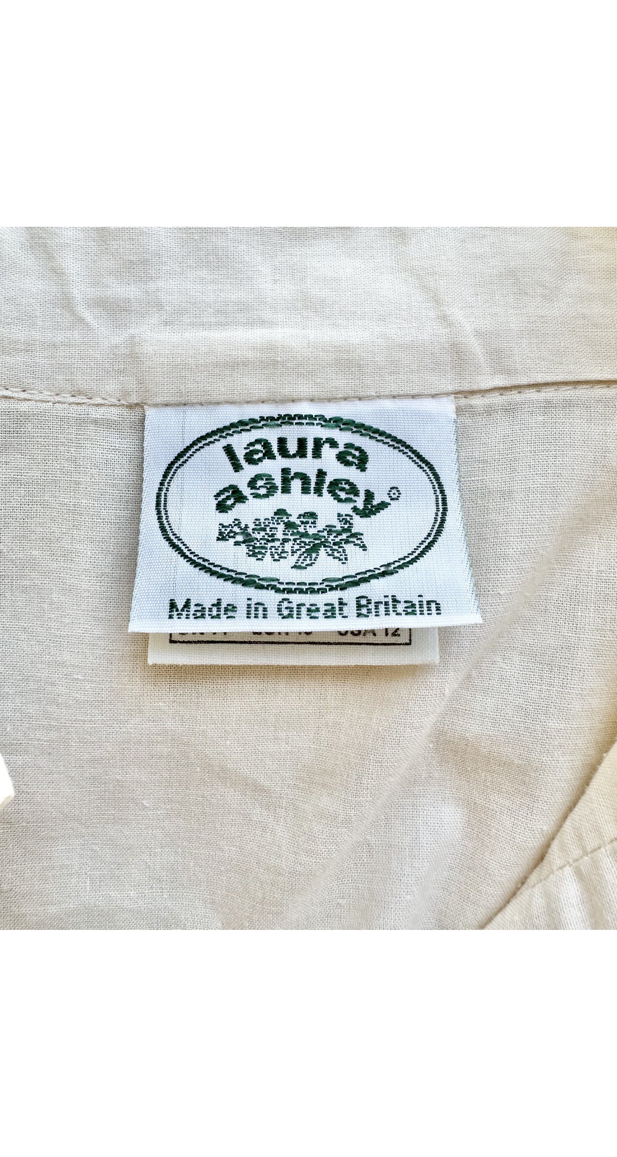 1980s Cream Cotton Lace Leg-of-Mutton Sleeve Blouse