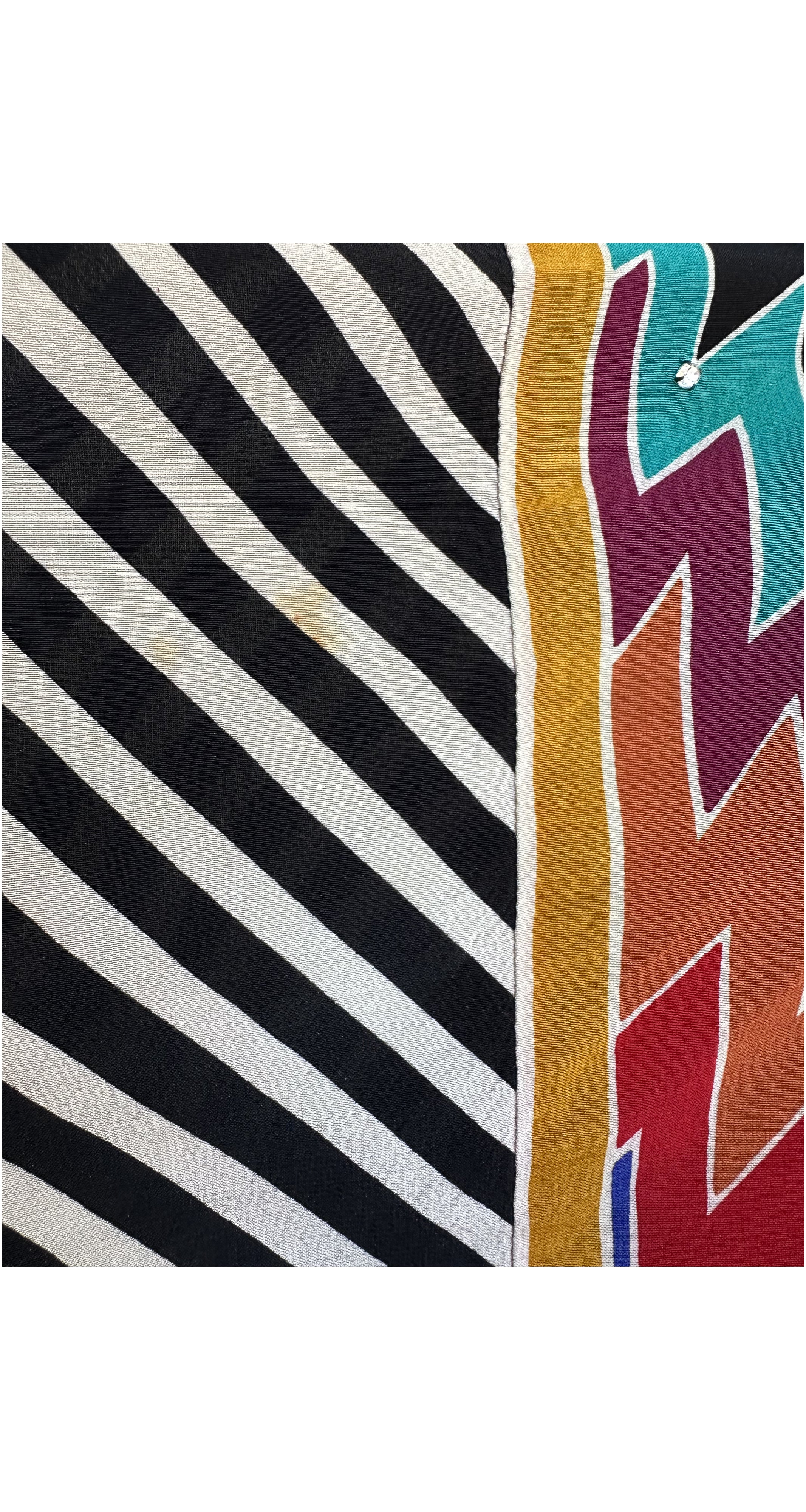 1980s Mixed Print Tassel Kimono Sleeve Jacket