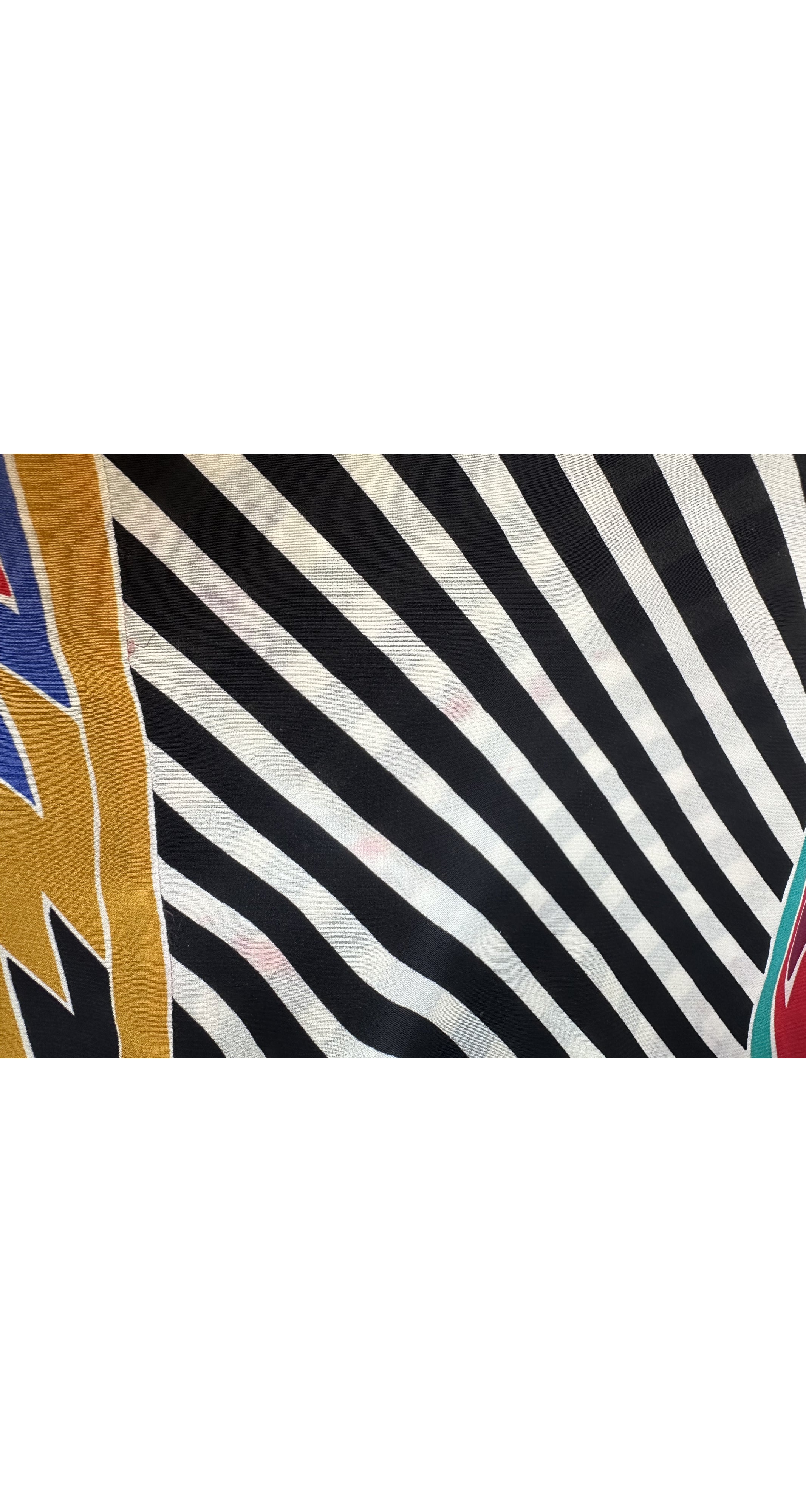 1980s Mixed Print Tassel Kimono Sleeve Jacket