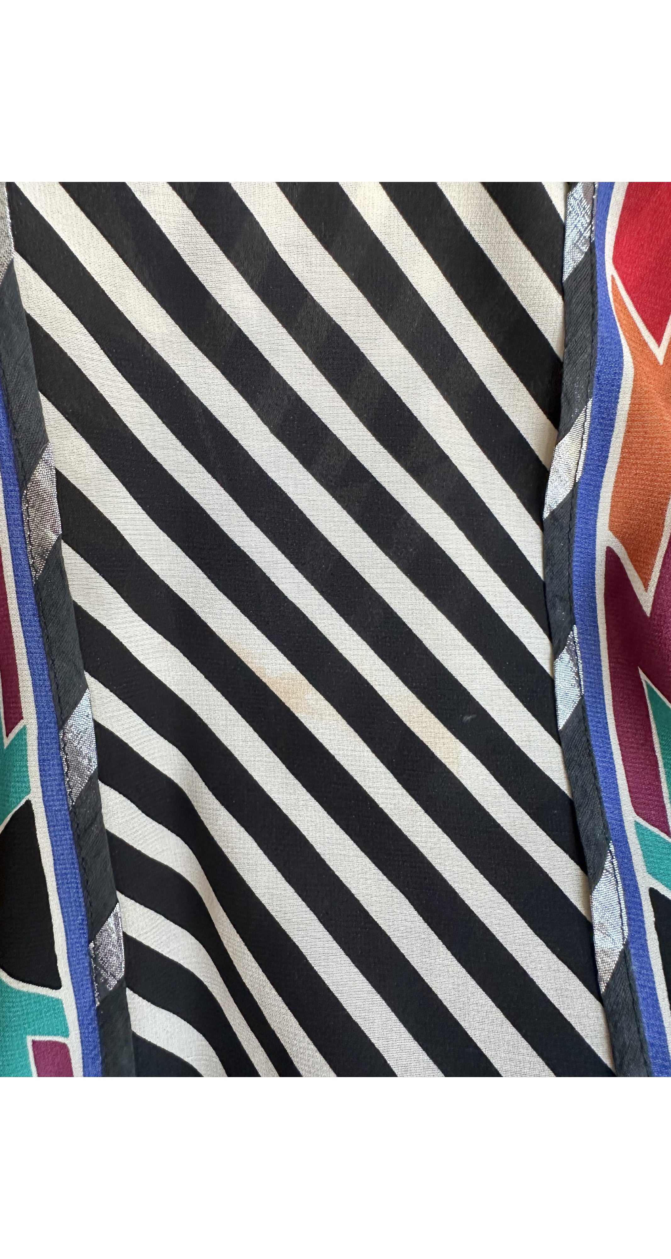 1980s Mixed Print Tassel Kimono Sleeve Jacket