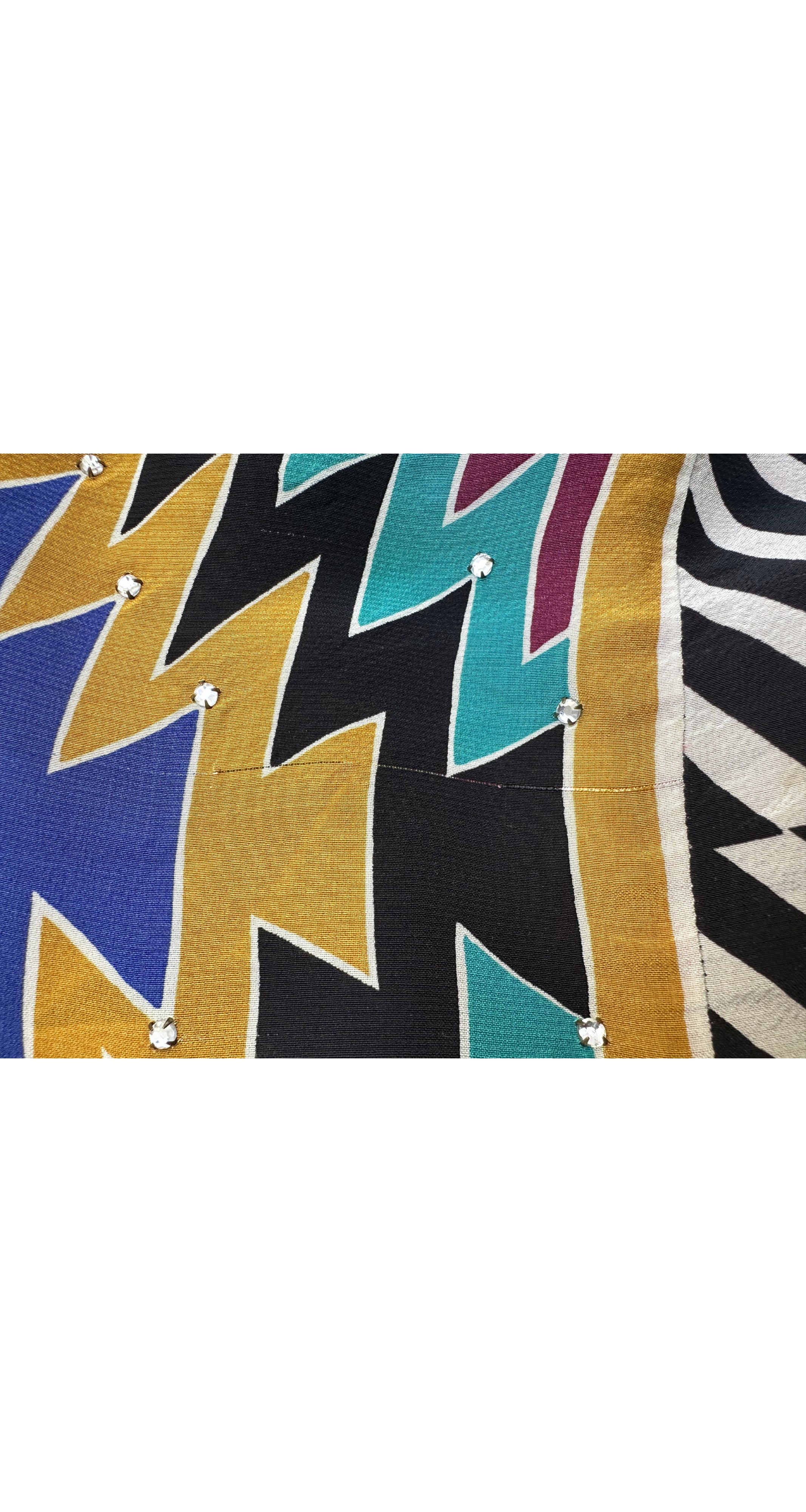 1980s Mixed Print Tassel Kimono Sleeve Jacket