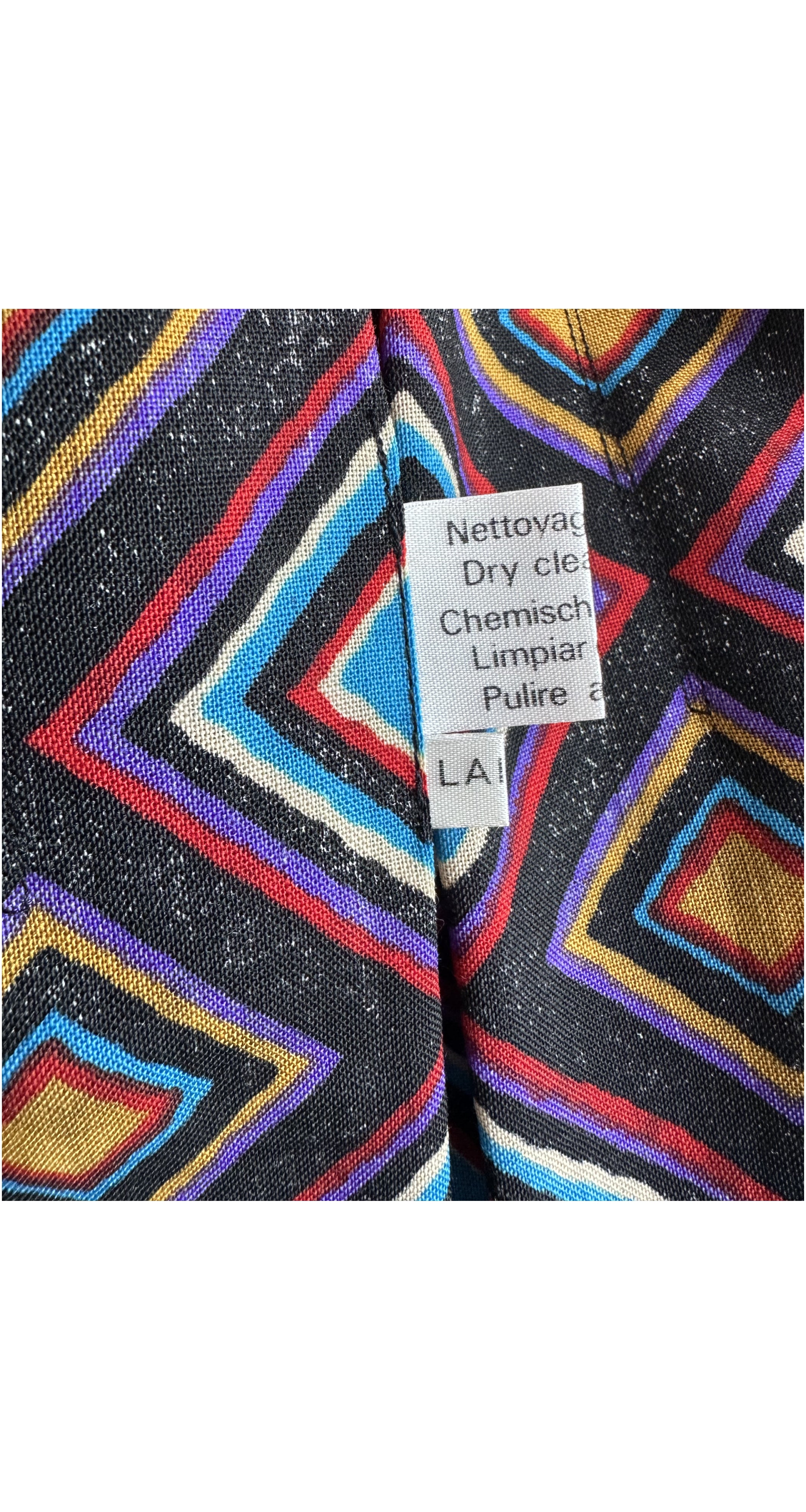 1970s Geometric Print Wool Challis Pleated Skirt