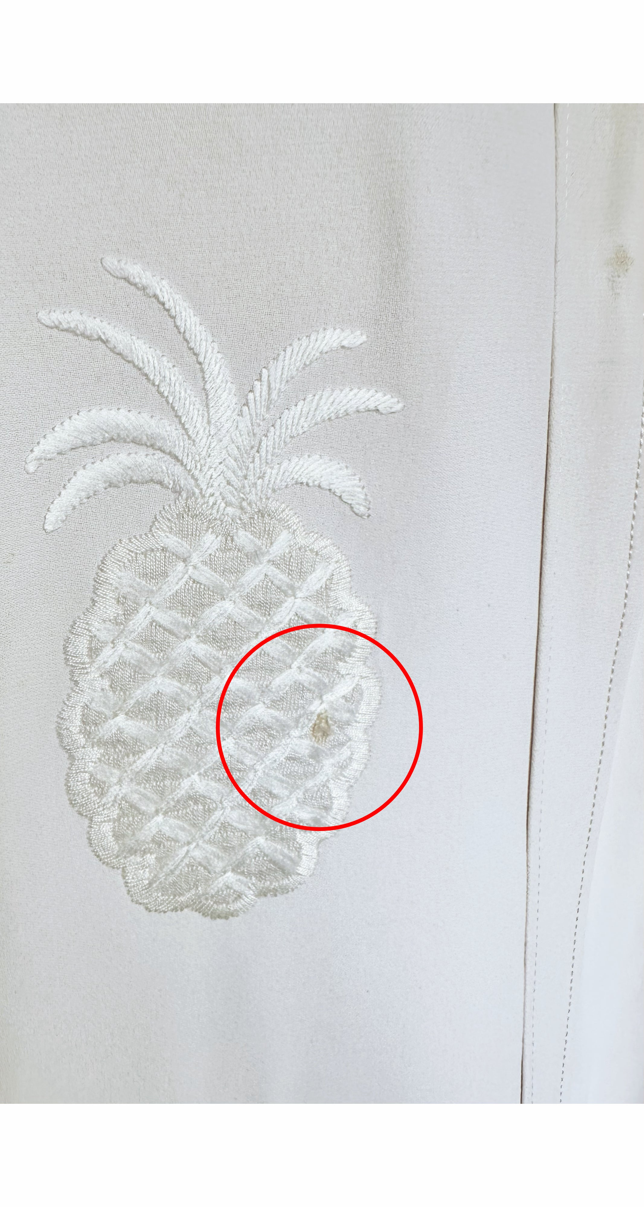 1969 S/S Demi-Couture Pineapple White Silk Crepe Dress