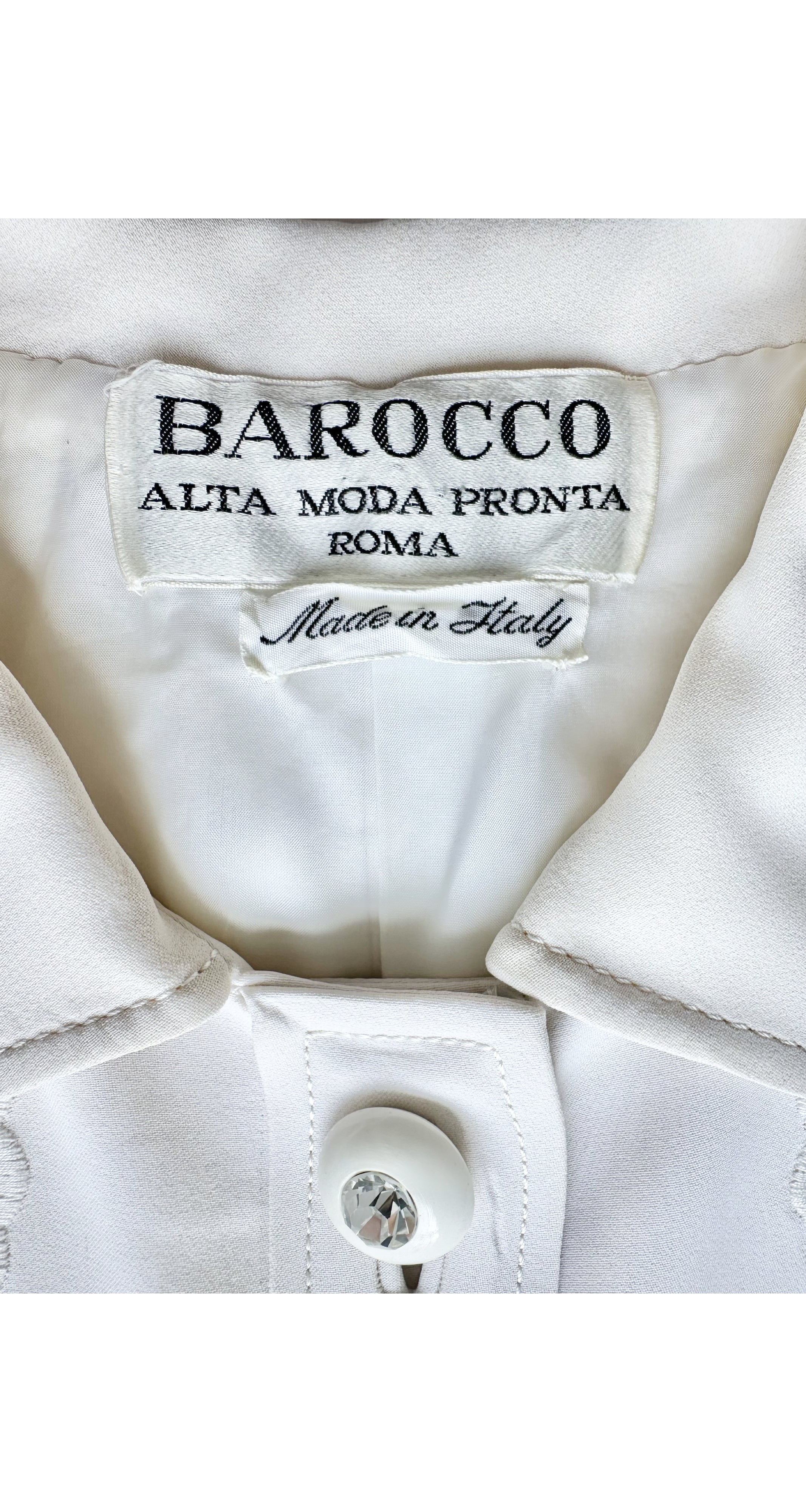 1969 S/S Demi-Couture Pineapple White Silk Crepe Dress