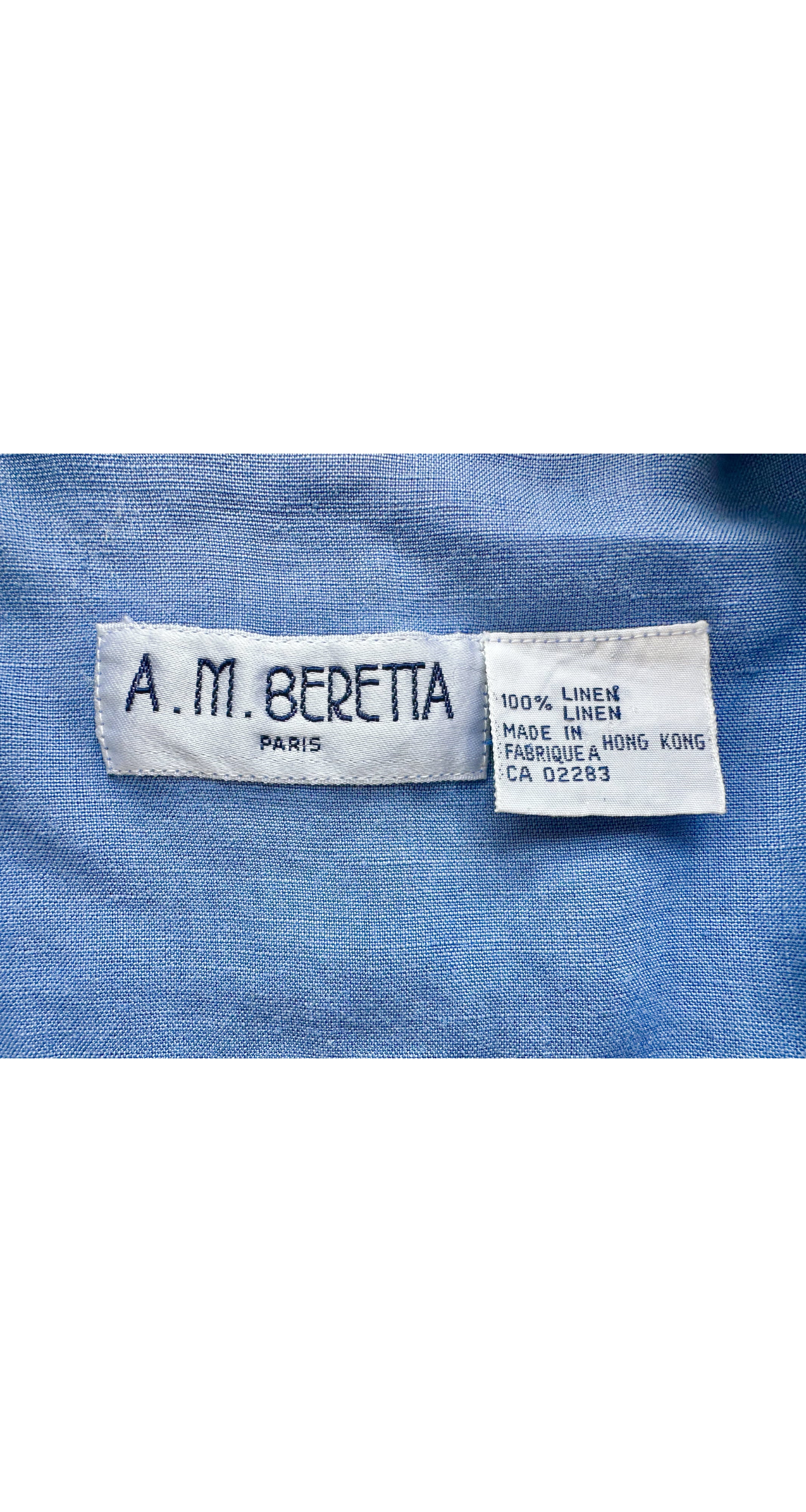 1980s Steel Blue Linen Snap-Up Light Jacket