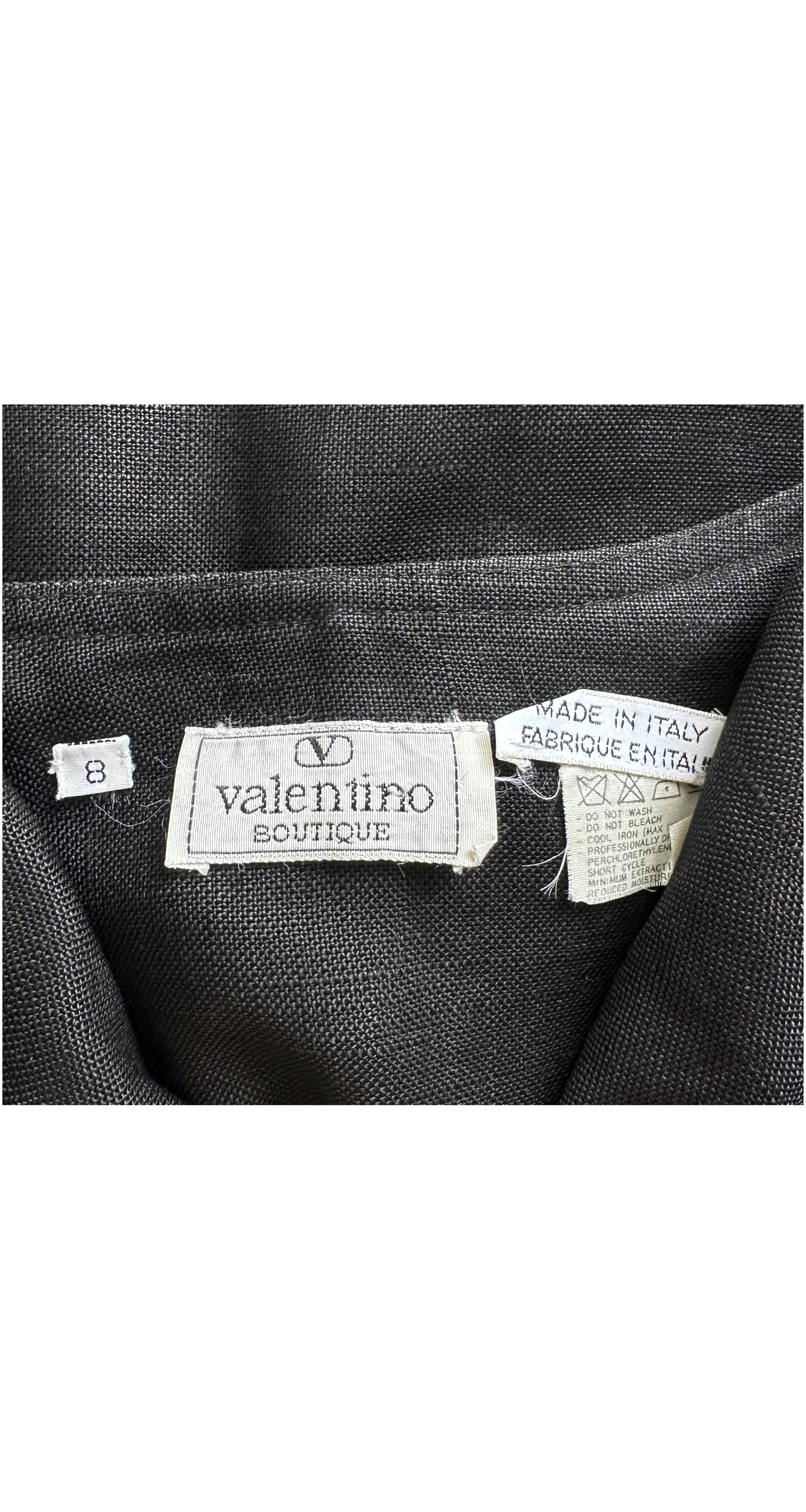 1988 S/S Black Linen Strapless Bustier Dress