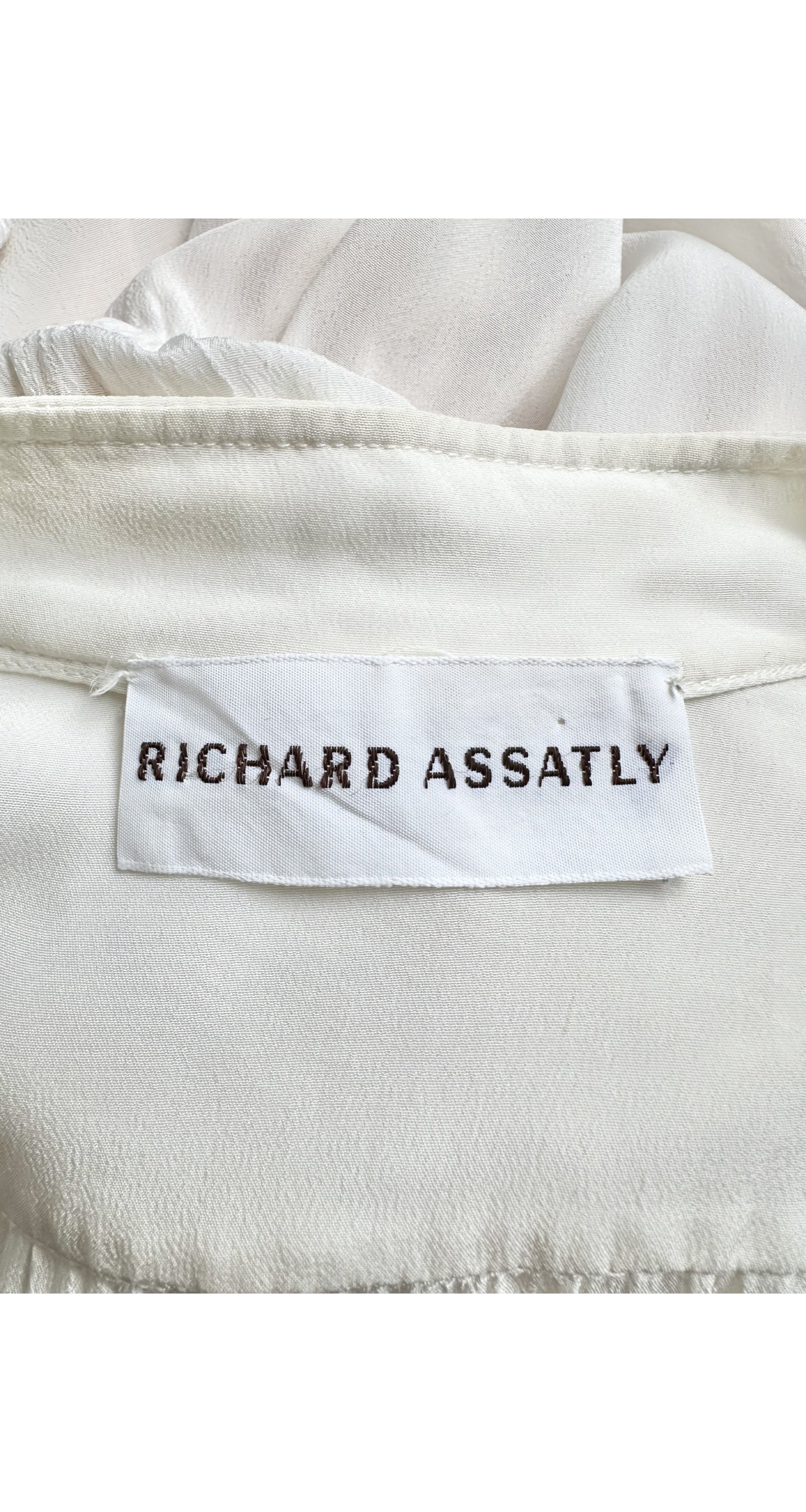 1976 S/S Embroidered White Rayon Wide Leg Jumpsuit