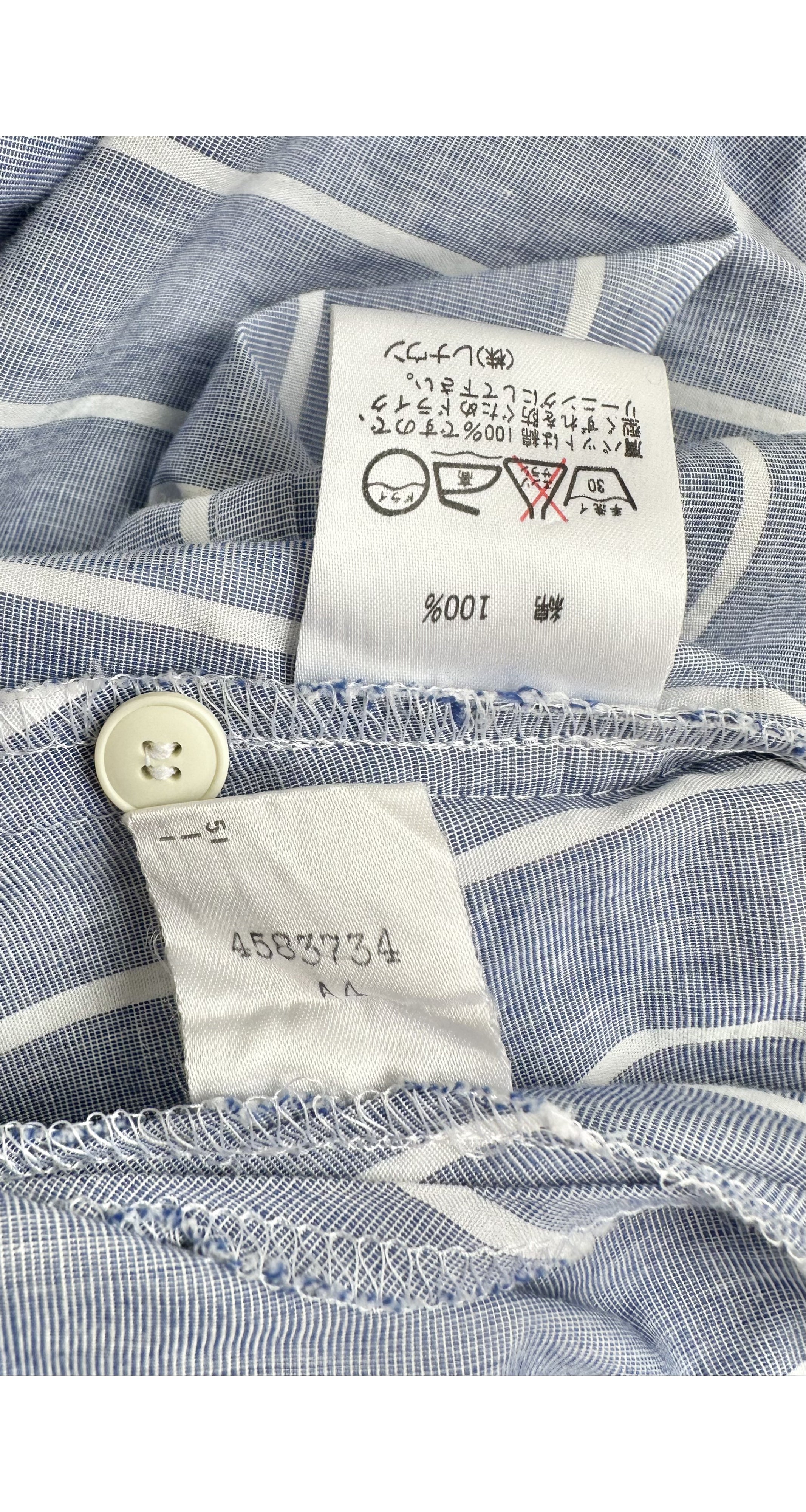 1980s Striped Chambray Cotton Collared Shirt & Skirt Set