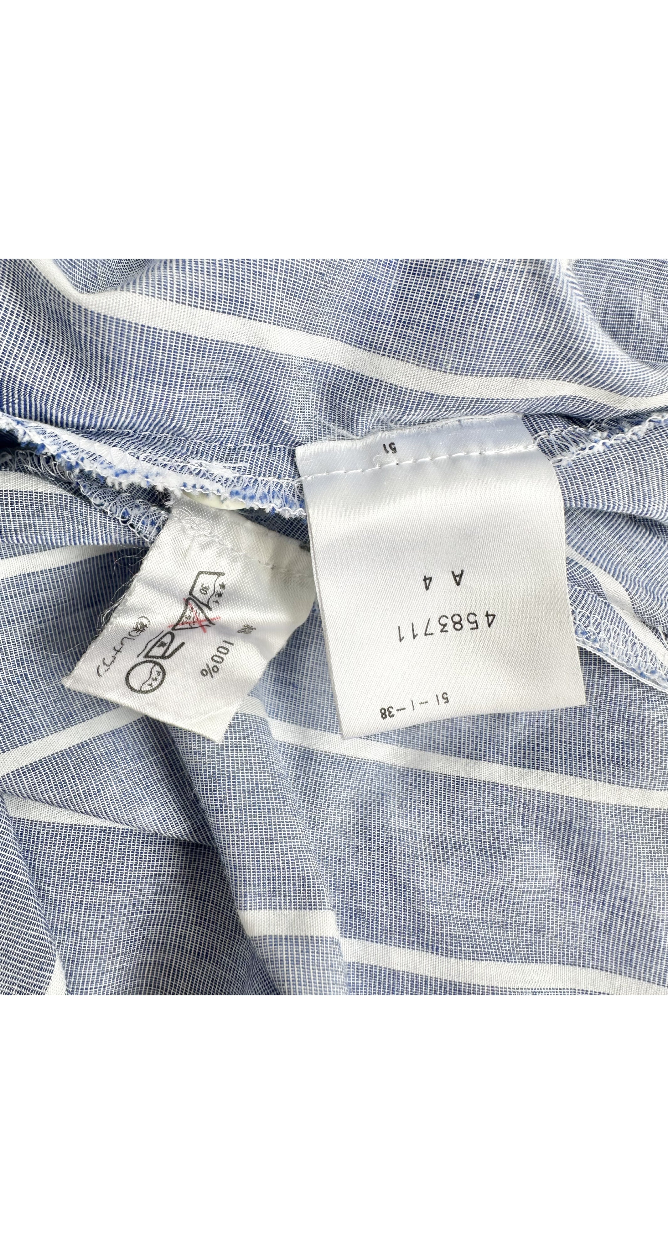 1980s Striped Chambray Cotton Collared Shirt & Skirt Set