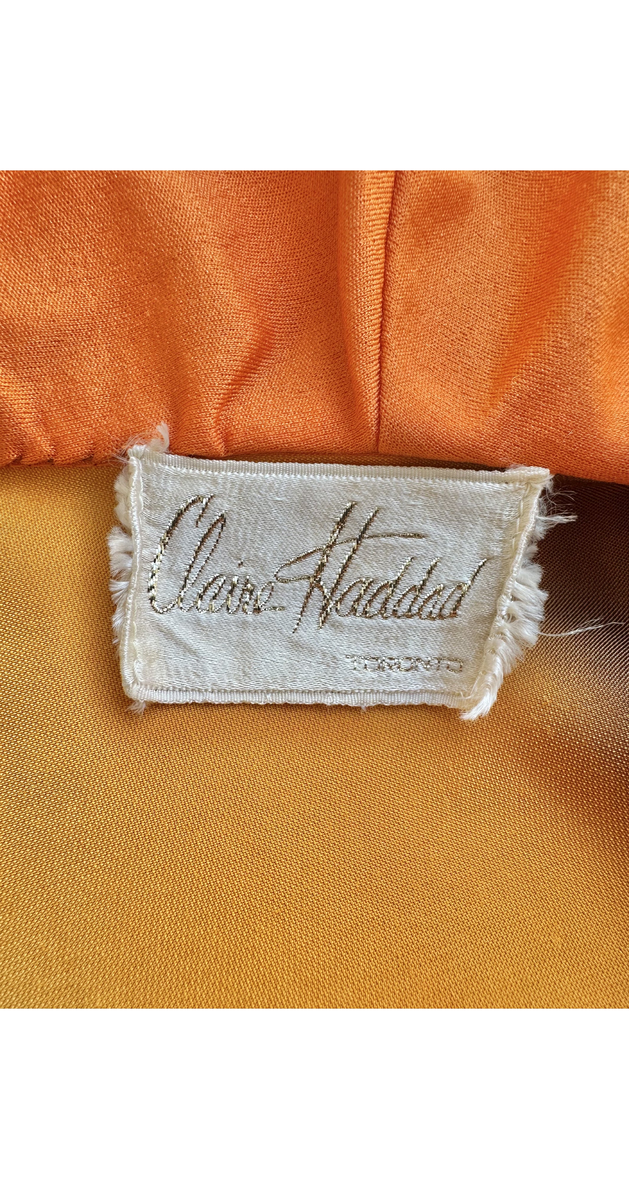 1970s Orange & Brown Swirl Velvet Hooded Caftan