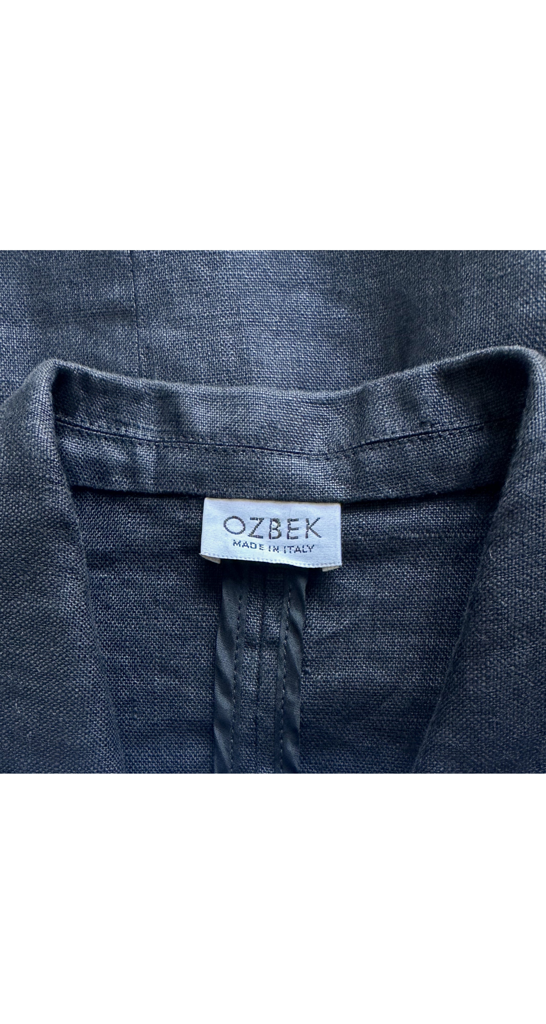 1990s Black Linen Sheer Inset Blazer Jacket