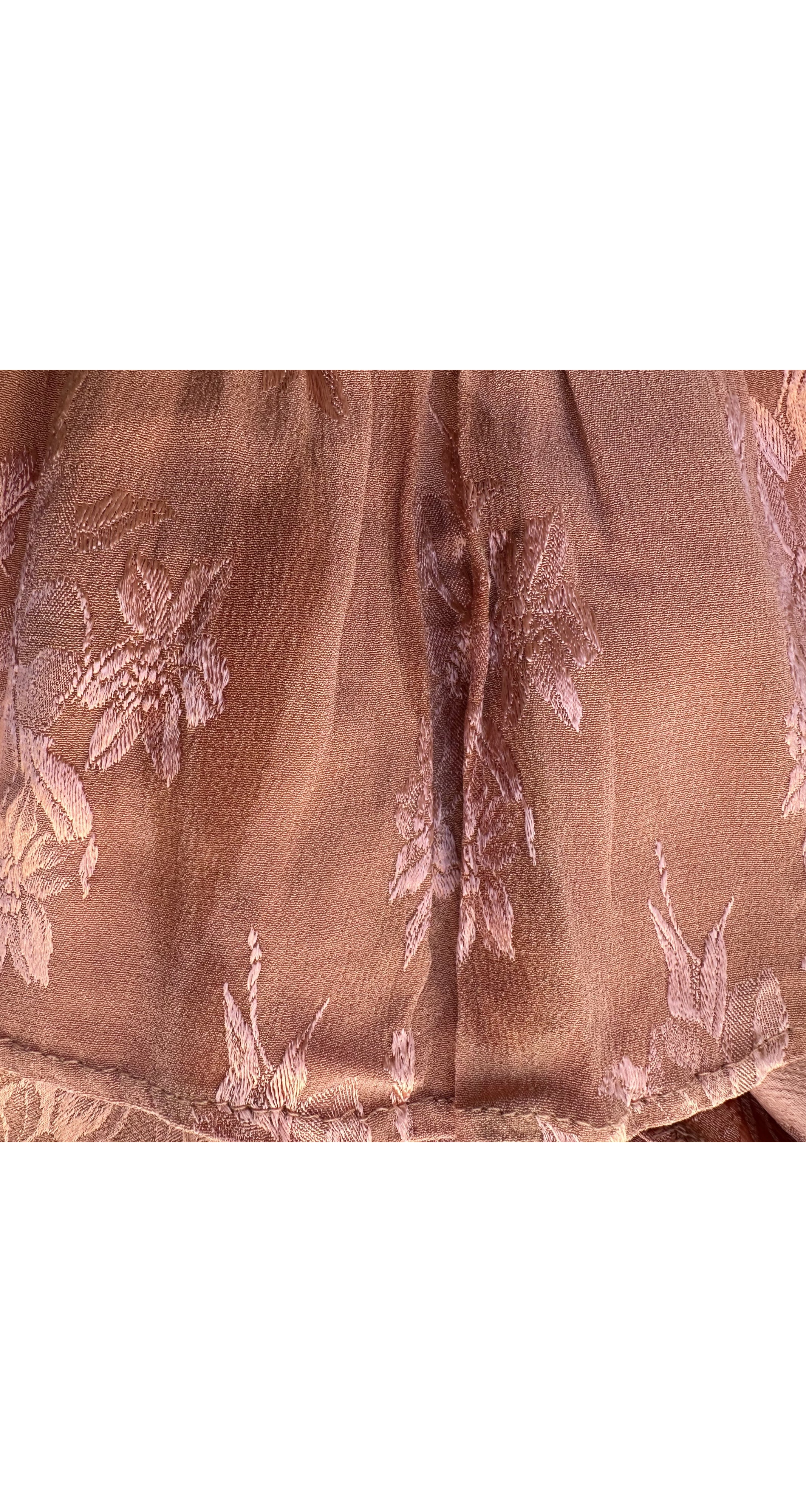 1970s Dusty Rose Jacquard Flutter Sleeve Dress