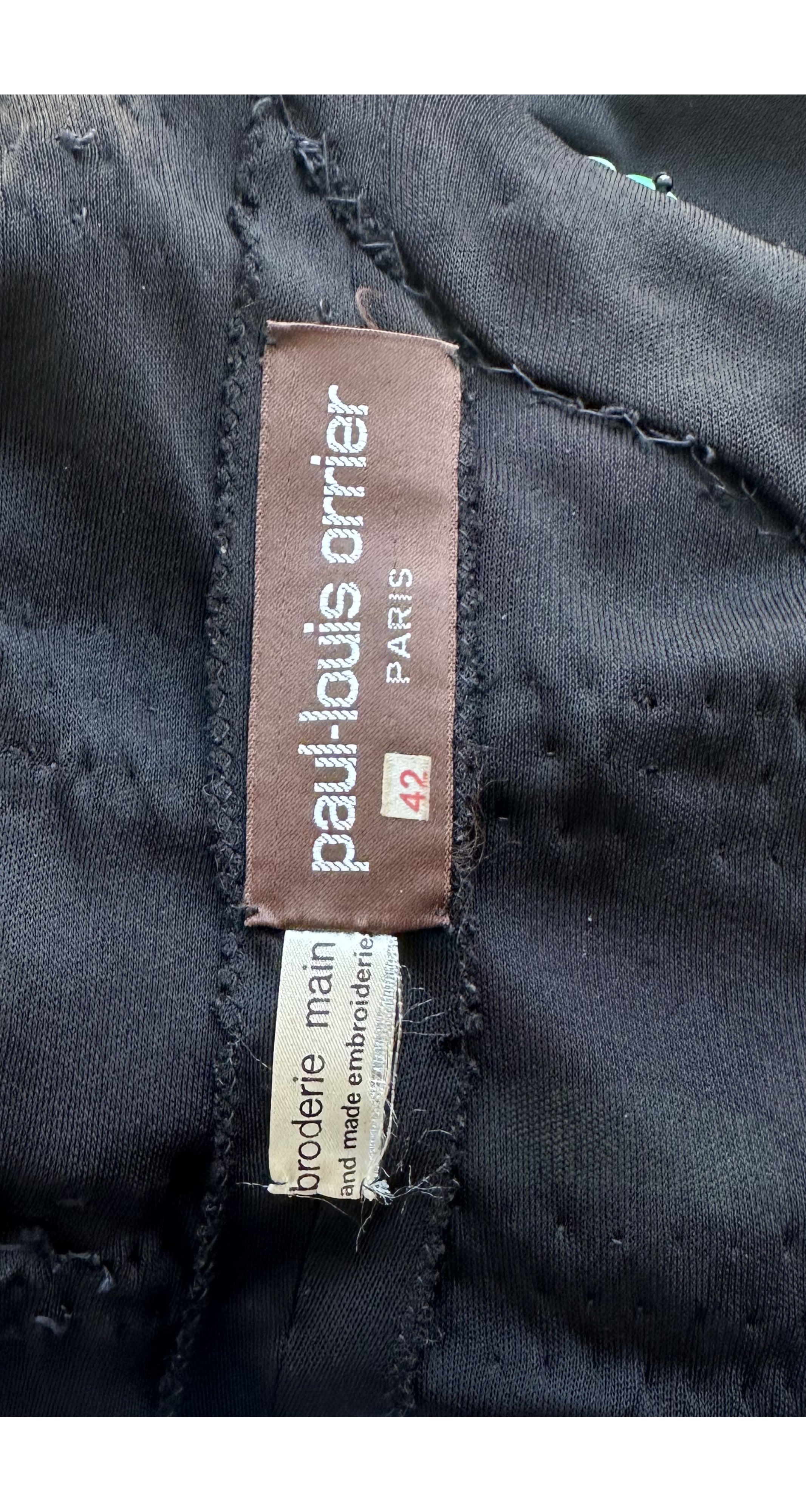 1970s Sequin Black Viscose Jersey Halter Top