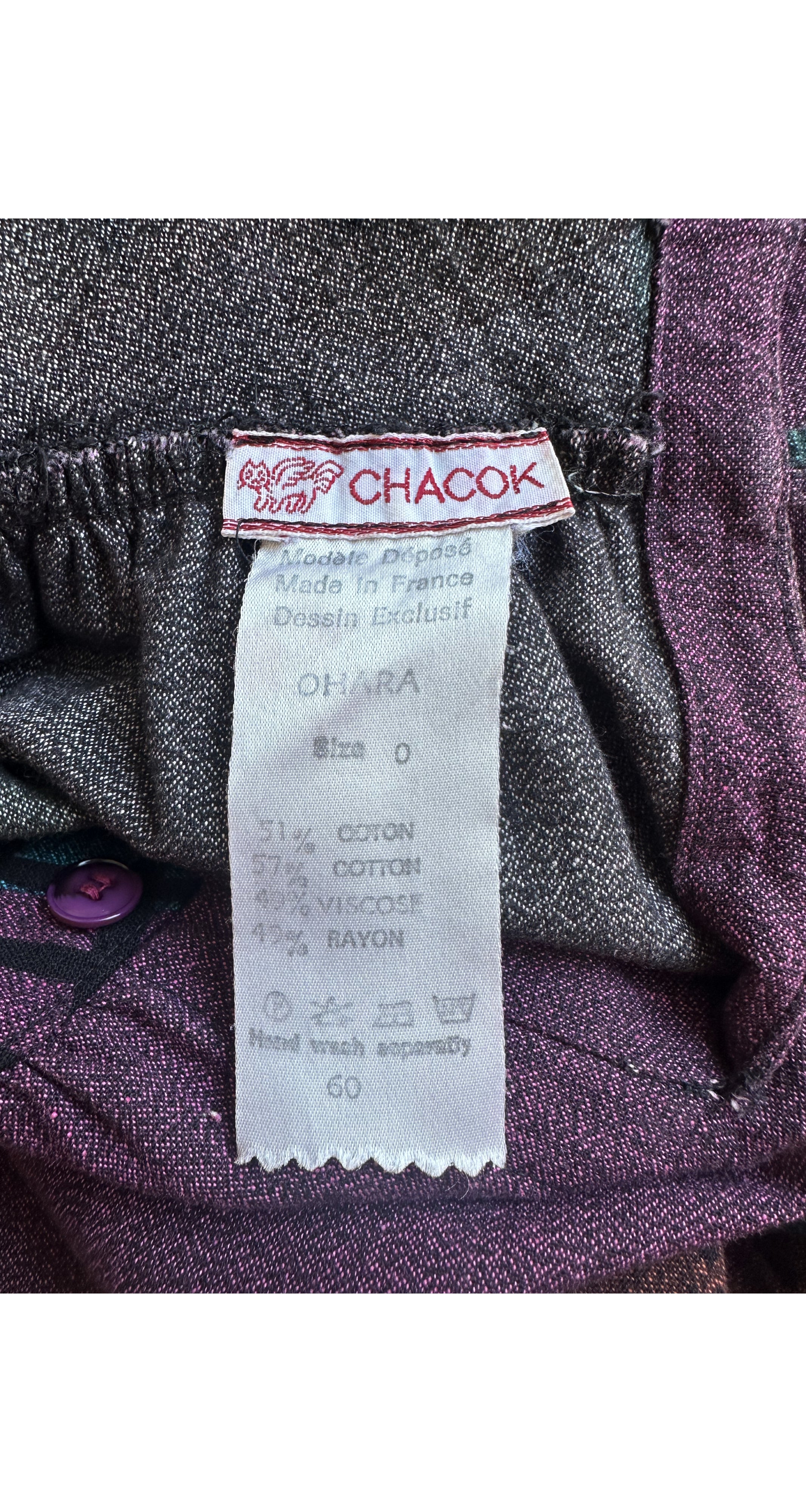 1983 F/W Ad Campaign Floral Plum Cotton Bib Dress