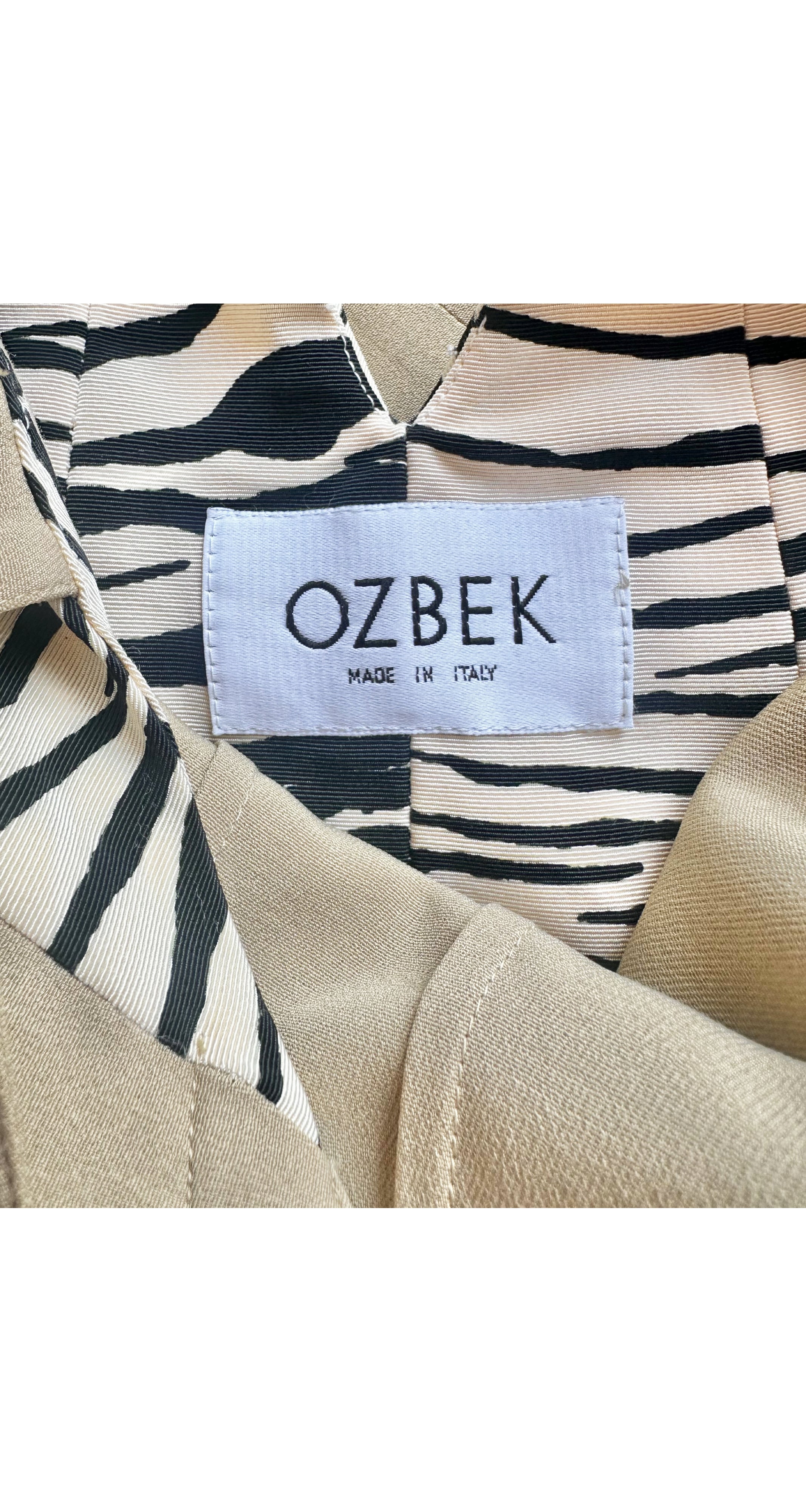 1989 S/S Zebra Print Beaded Fringe Cross-Back Mini Dress