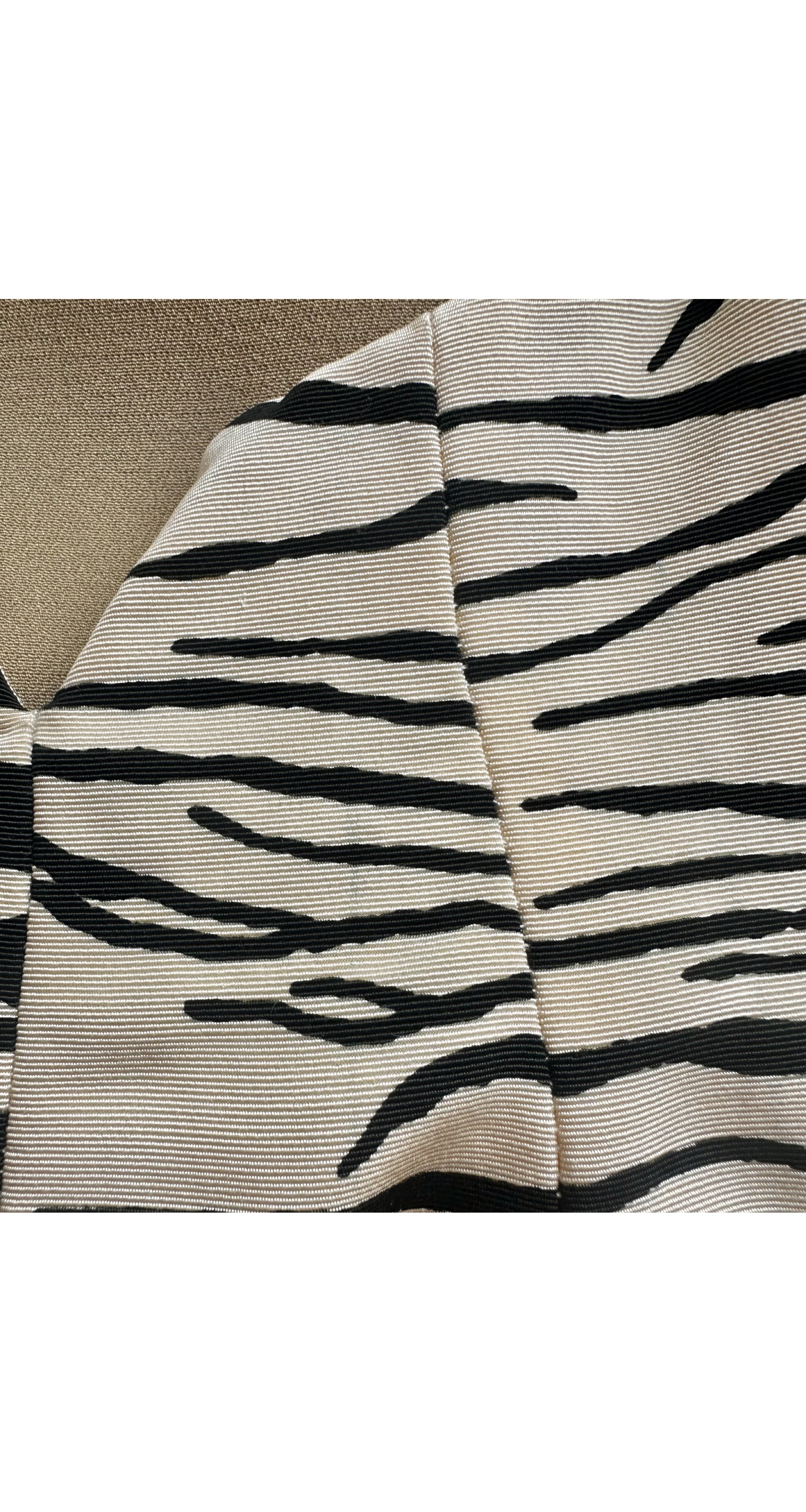 1989 S/S Zebra Print Beaded Fringe Cross-Back Mini Dress