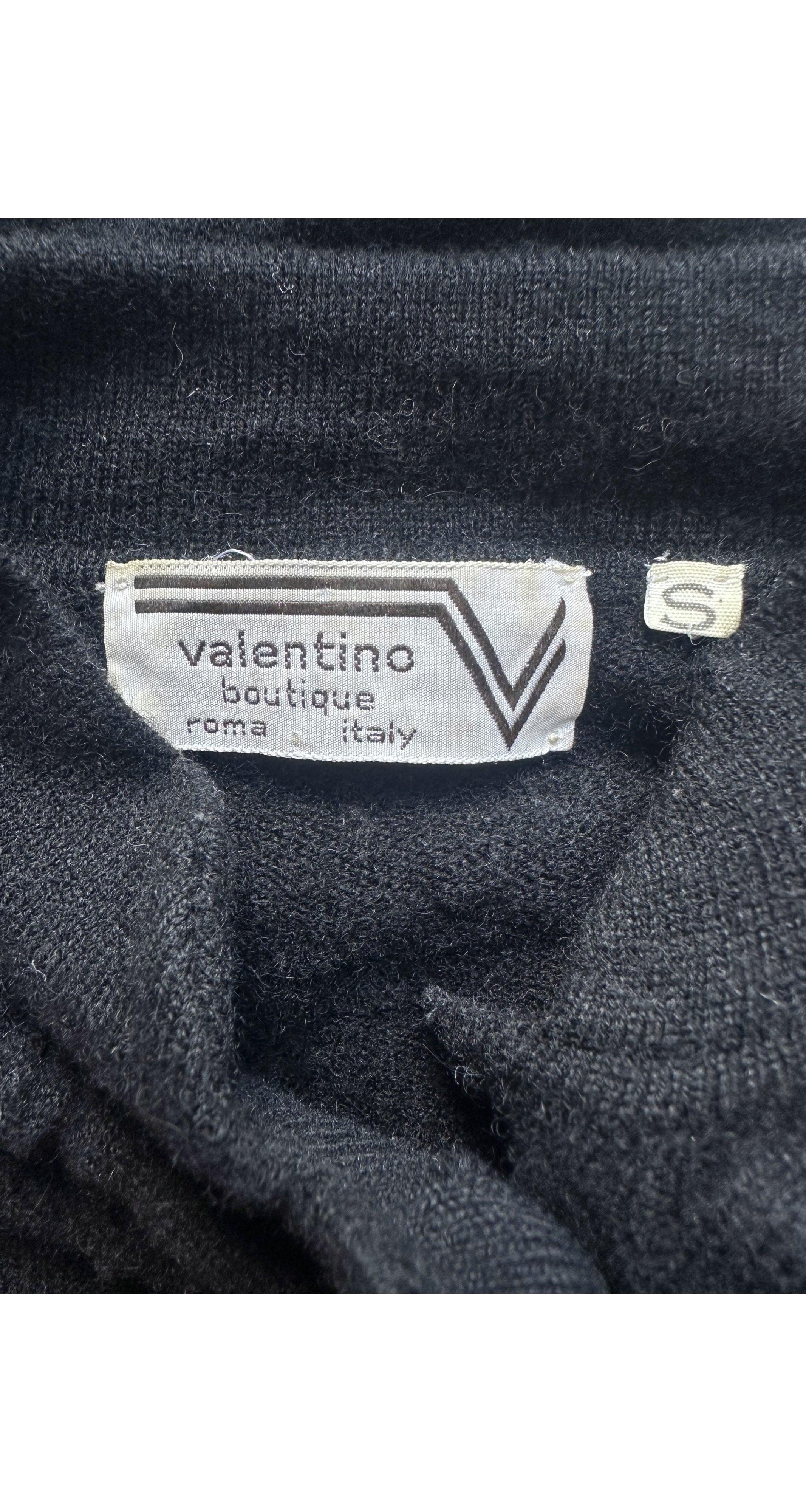 1970s Swiss Dot Black Cashmere Knit Sweater