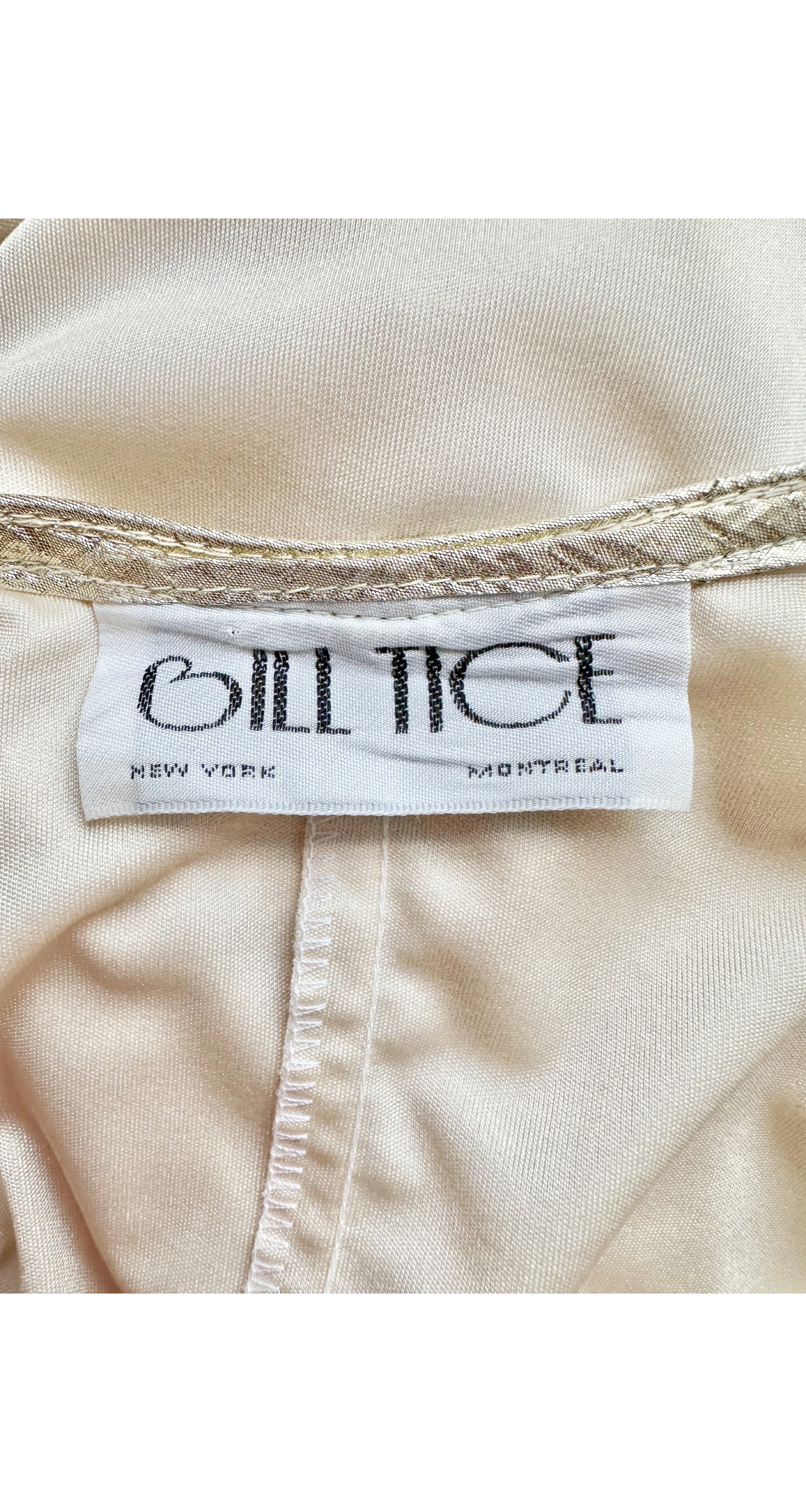 1980s Cream Jersey Plunge Neck Evening Dress