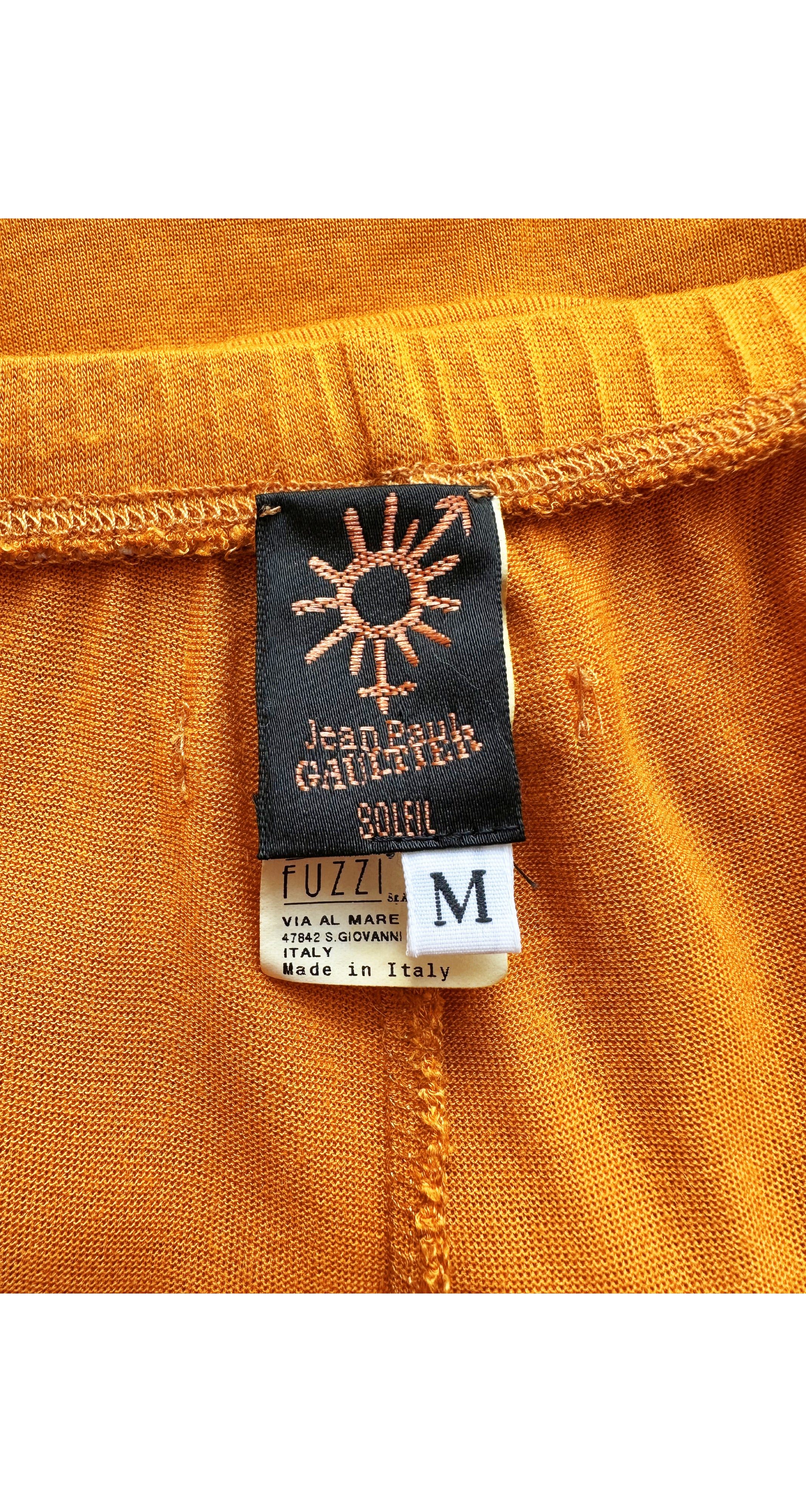 2000s Tangerine Viscose Jersey Draped Faux-Wrap Skirt