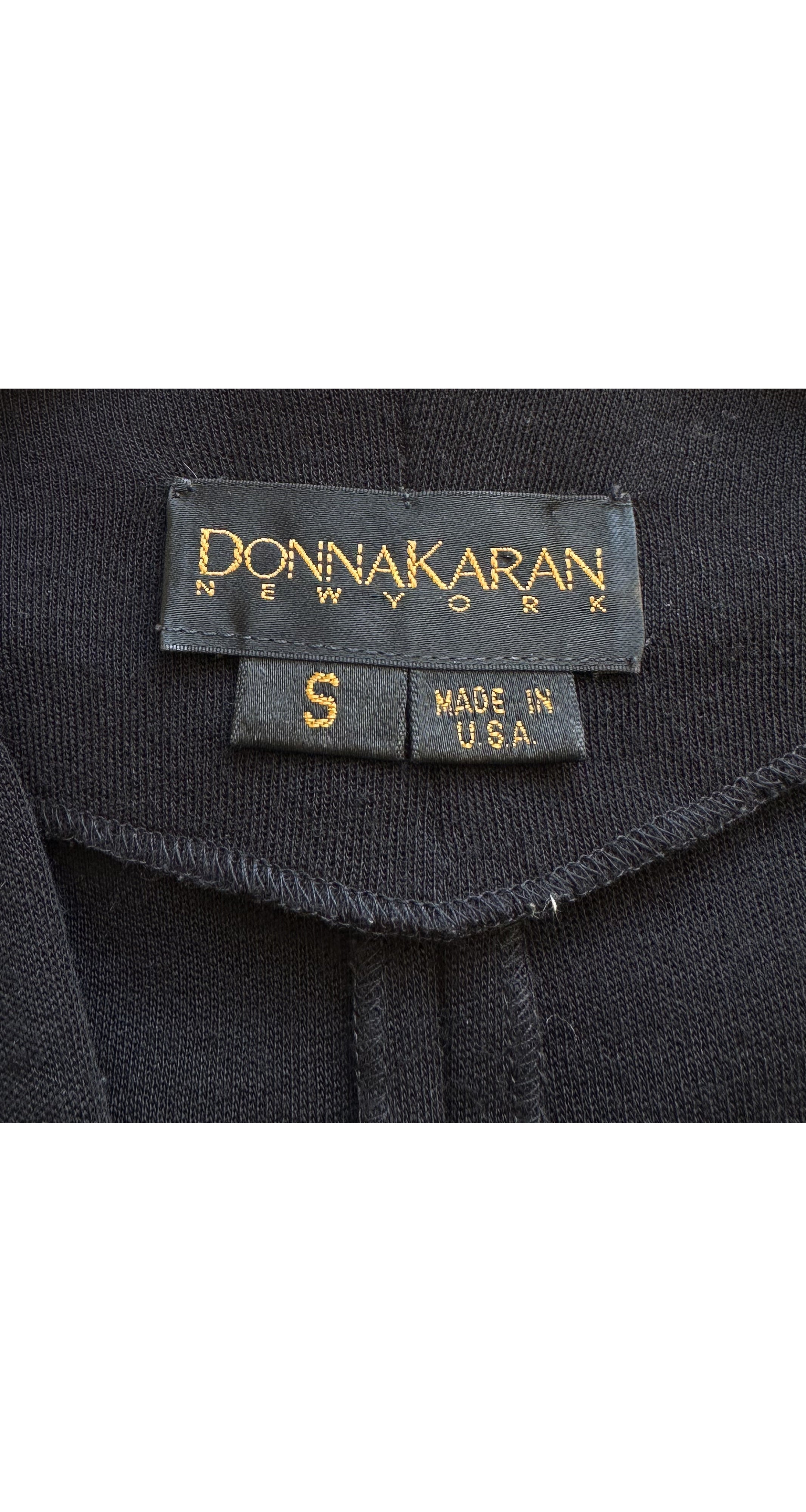 1987 S/S Black Wool Jersey Plunge Neck Wrap Dress