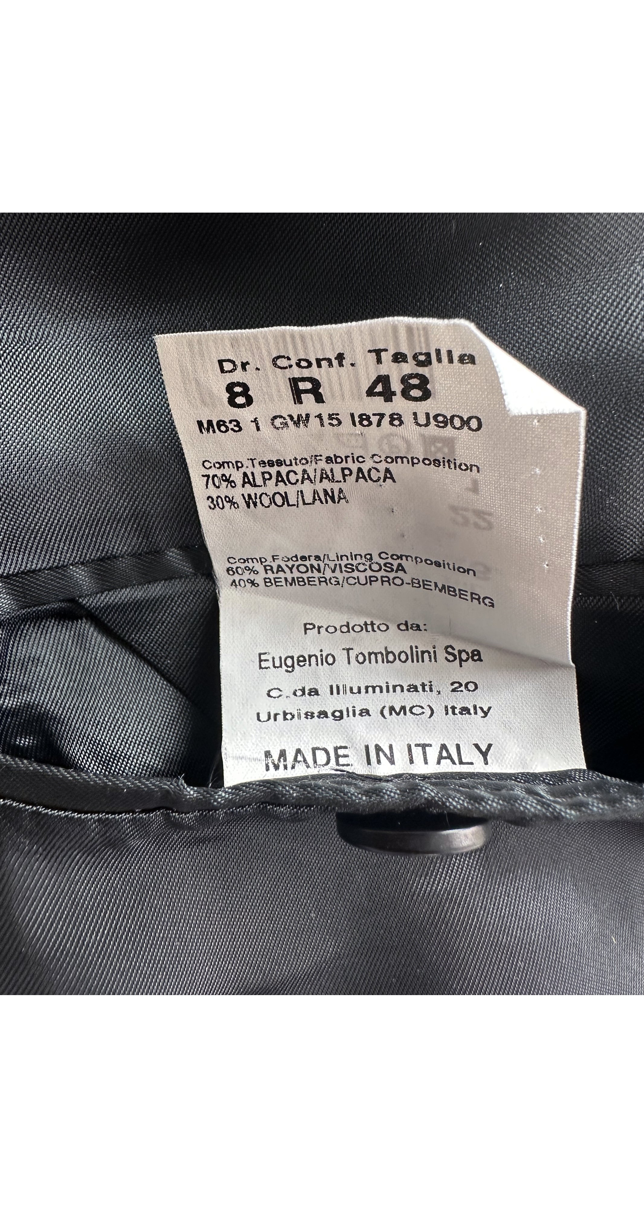 2000s Men's Black Alpaca Wool Stand-Up Collar Jacket