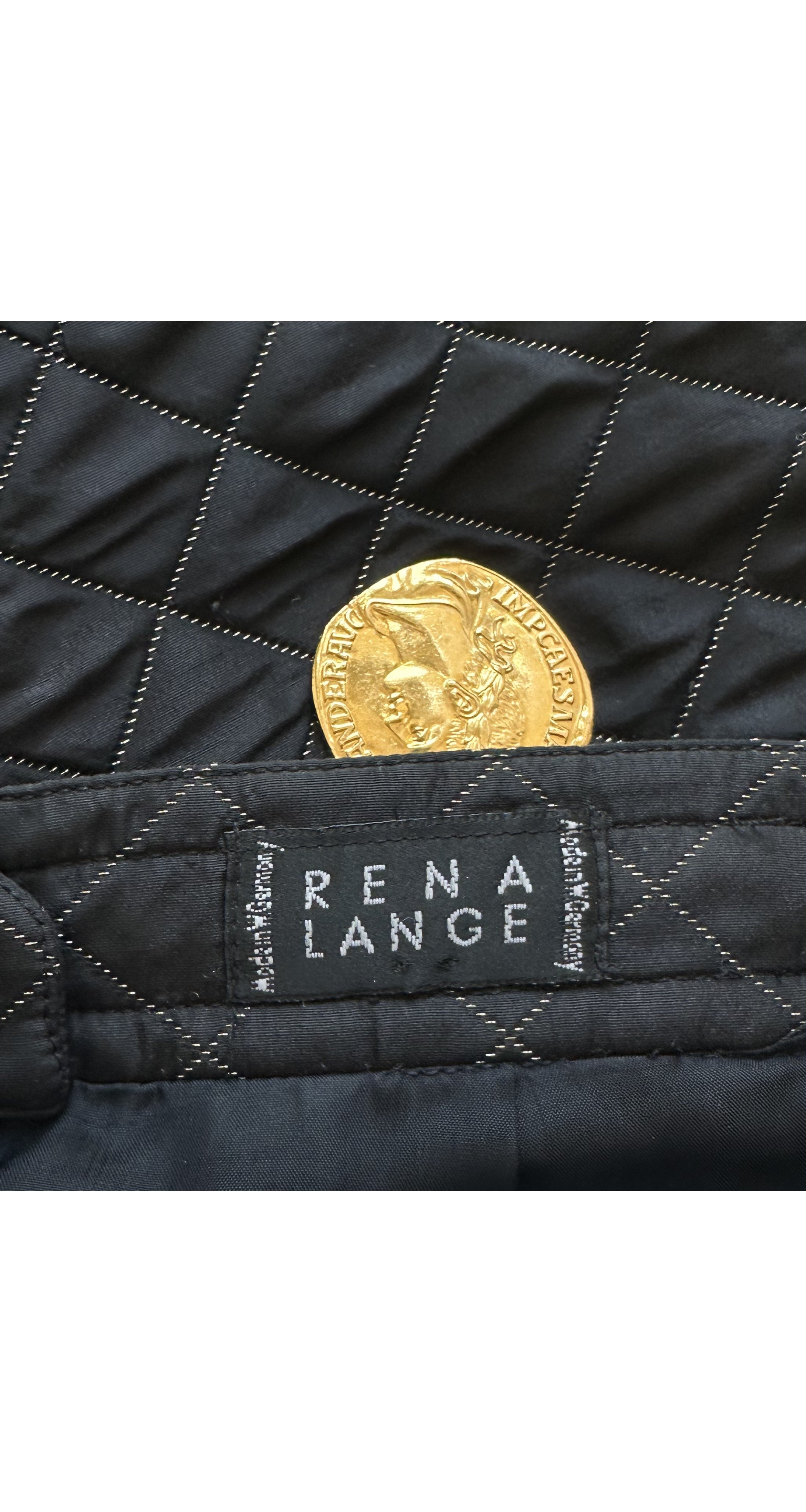 1990 F/W Black & Gold Charm Quilted Pencil Skirt