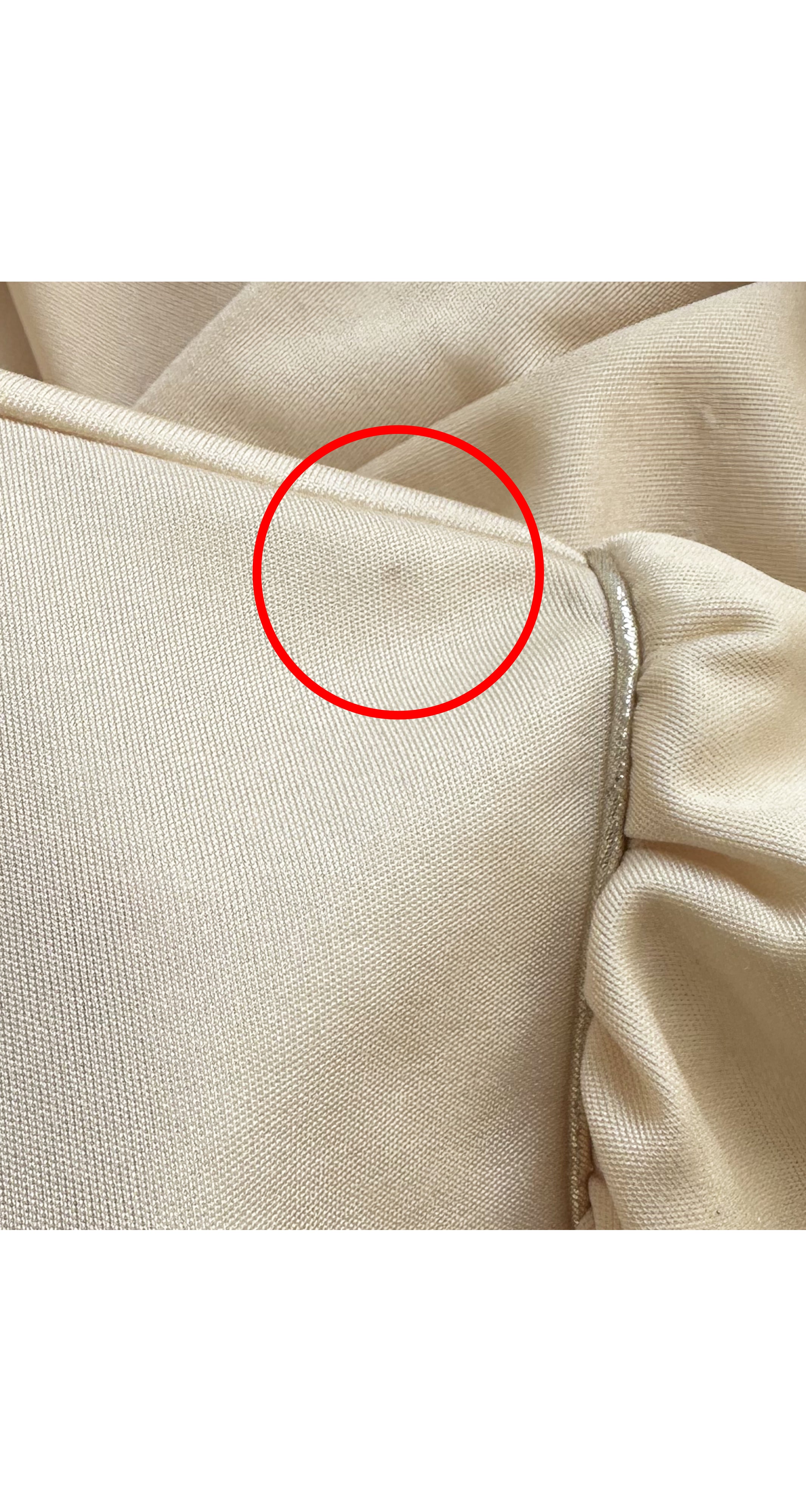 1980s Cream Jersey Plunge Neck Evening Dress